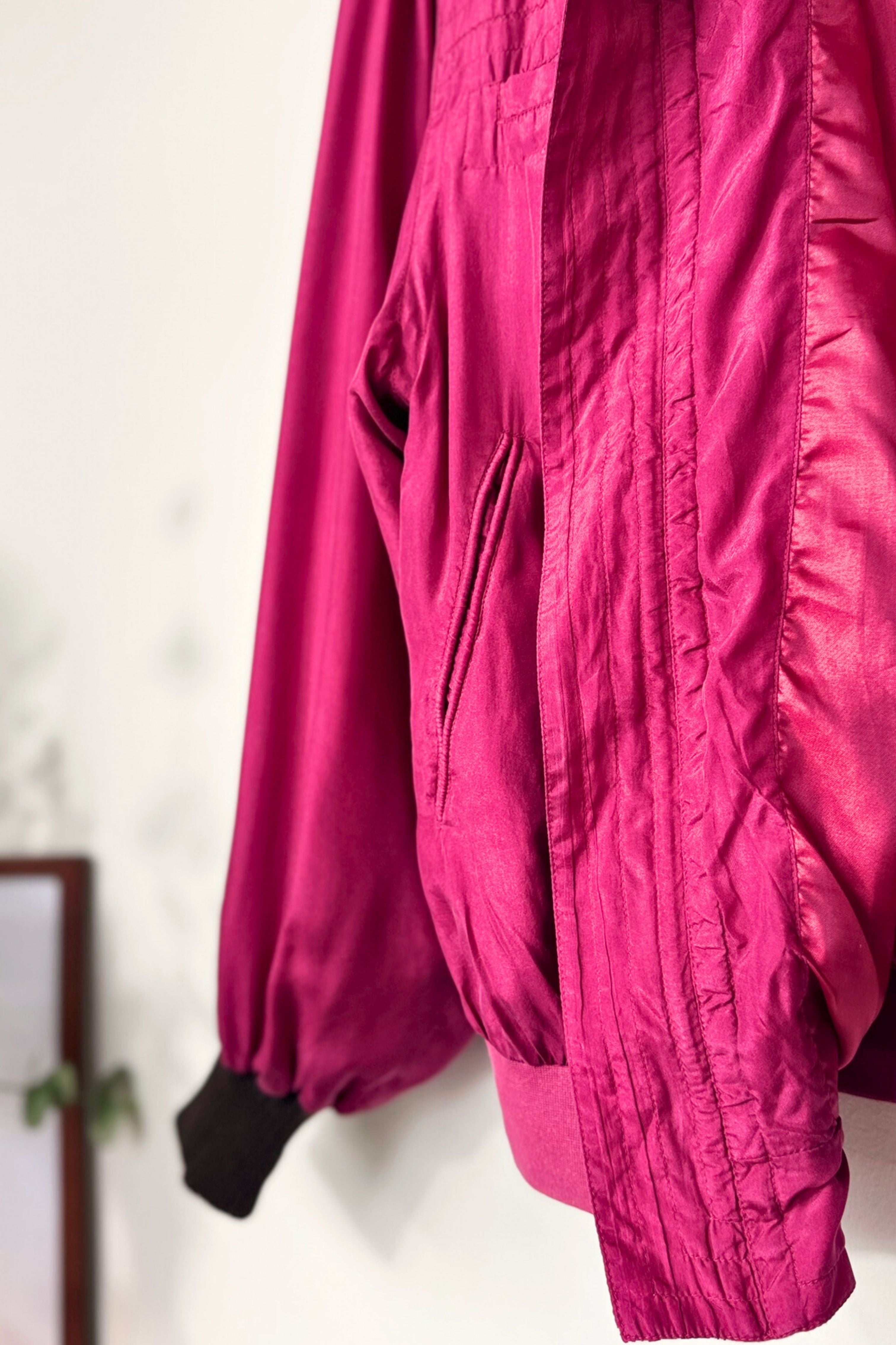 Pink silk bomber jacket