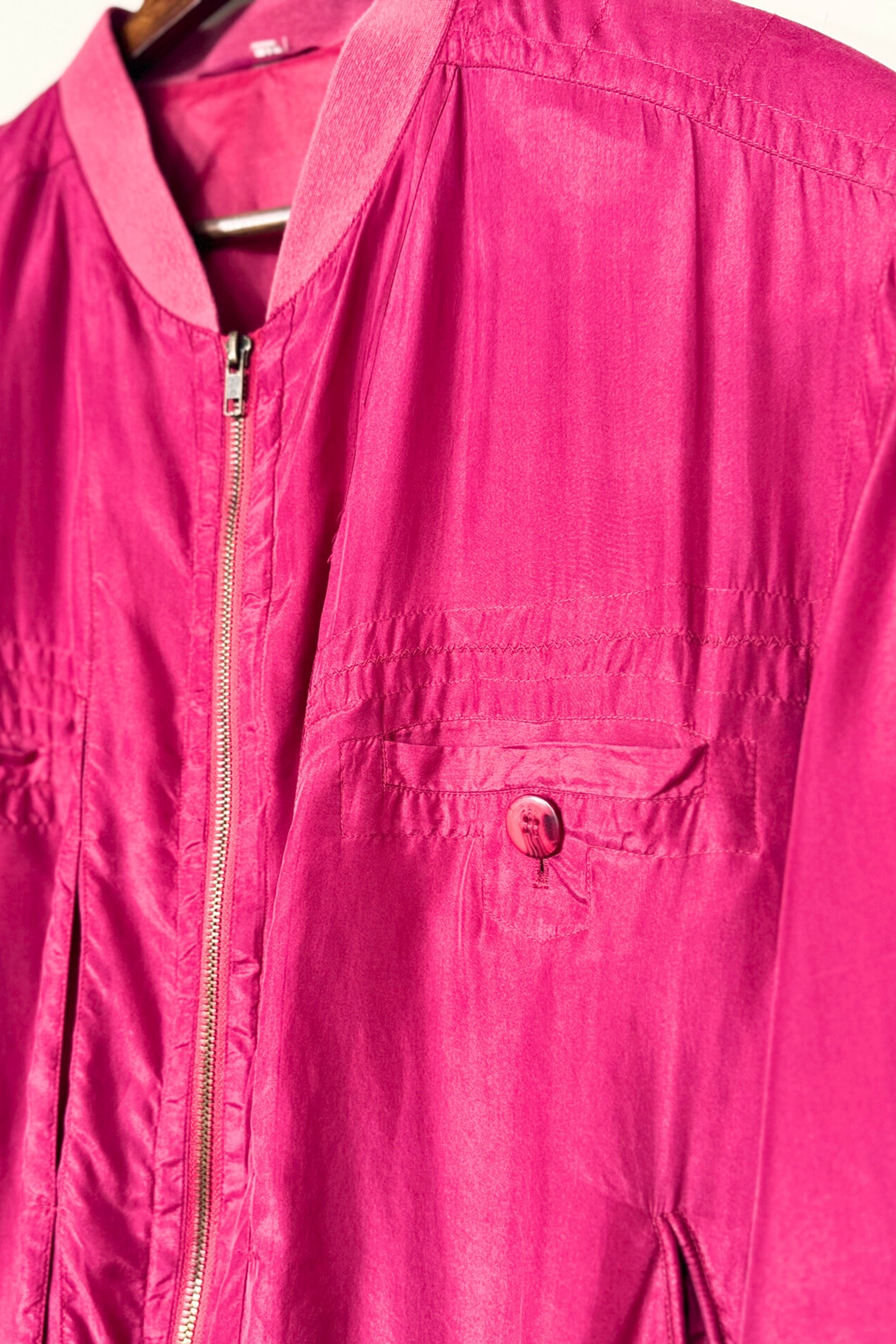 Pink silk bomber jacket