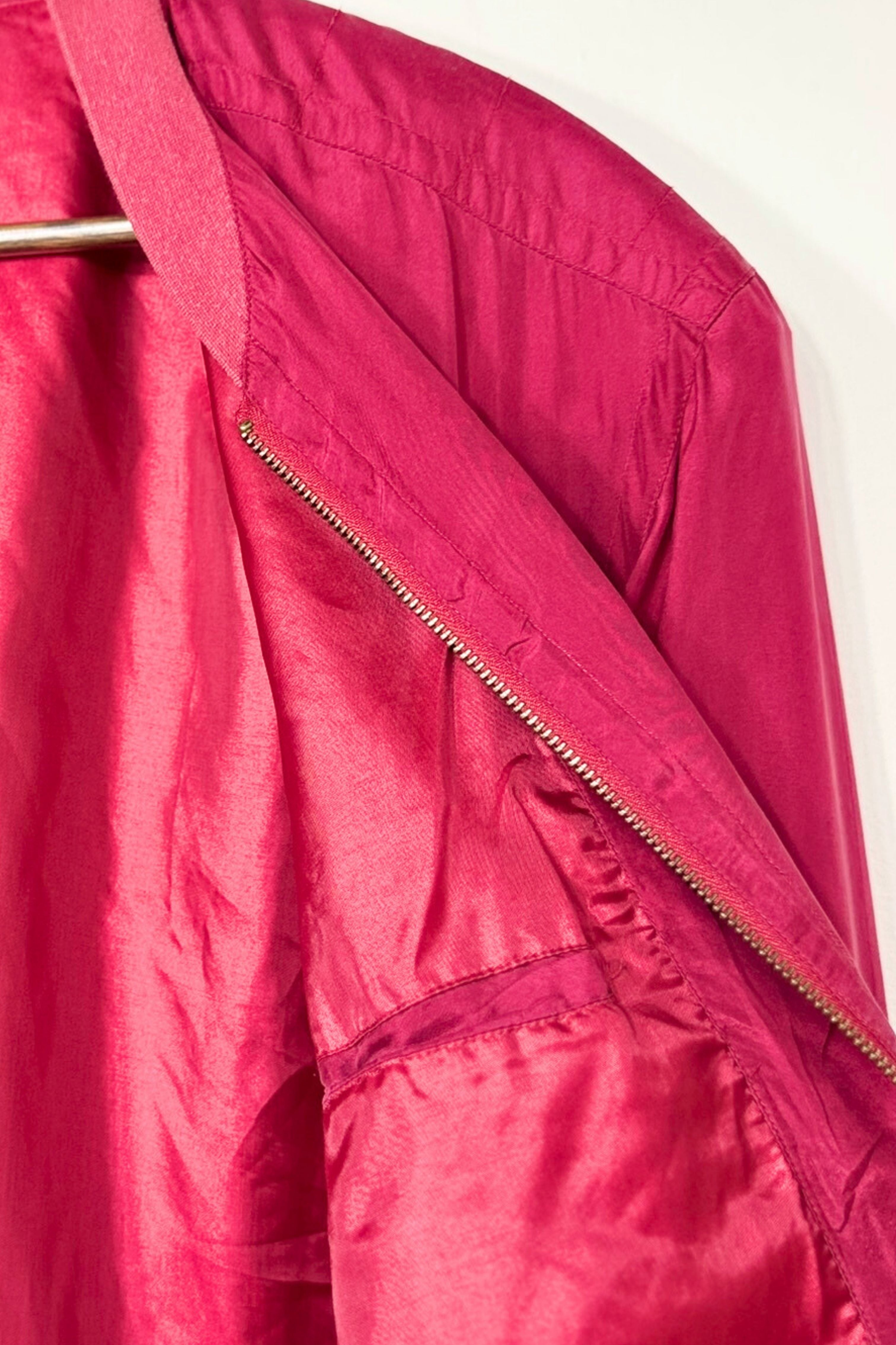 Pink silk bomber jacket