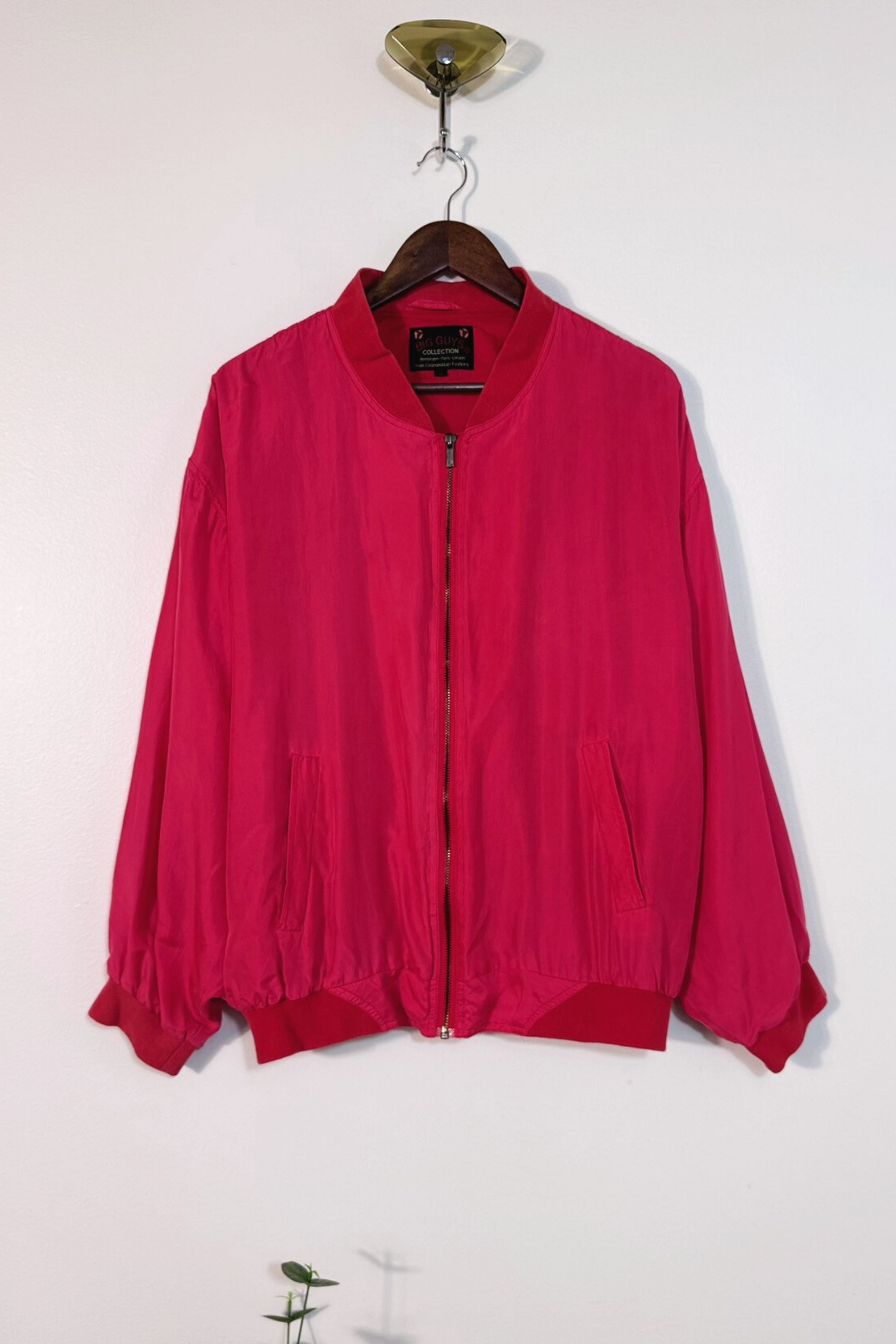 Veste bomber 90s en soie fuchsia