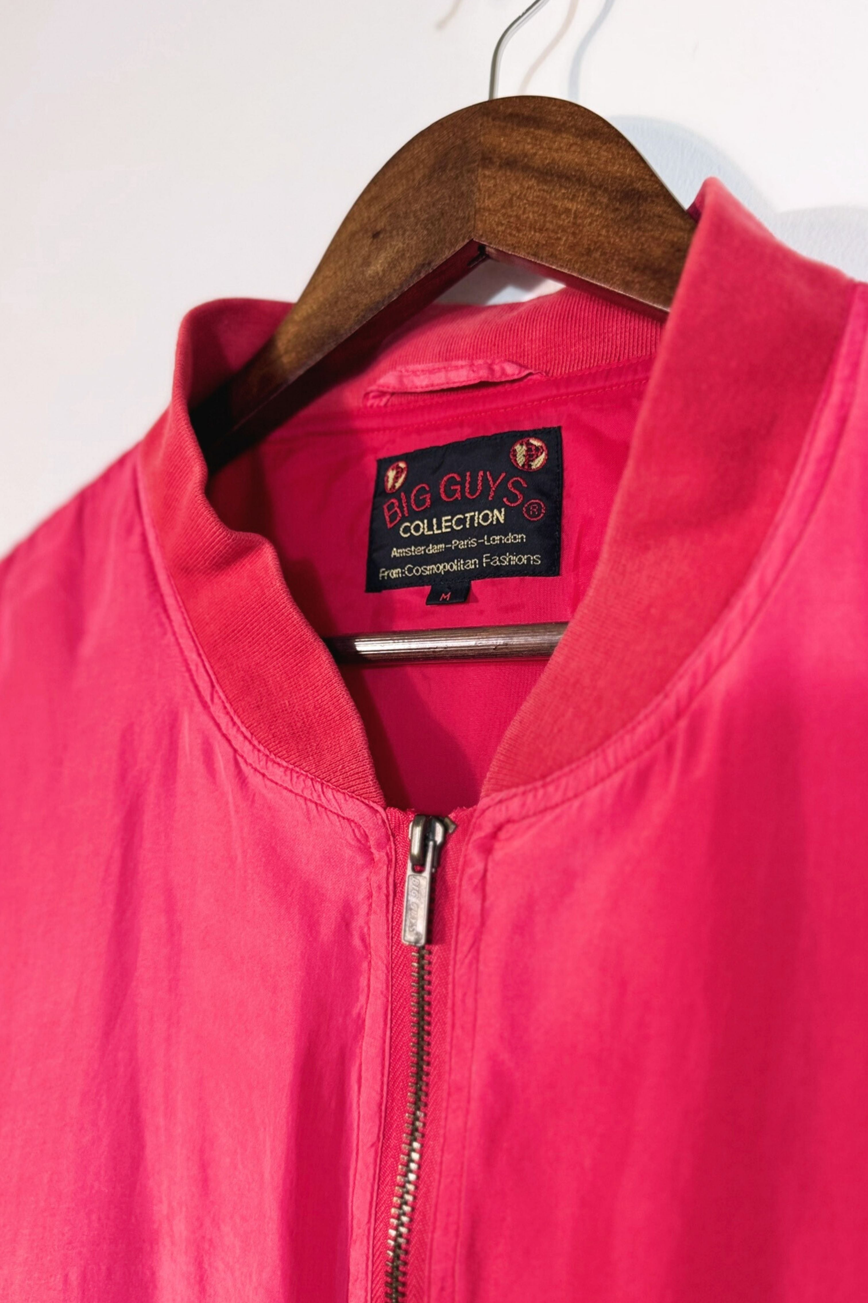 Veste bomber 90s en soie fuchsia