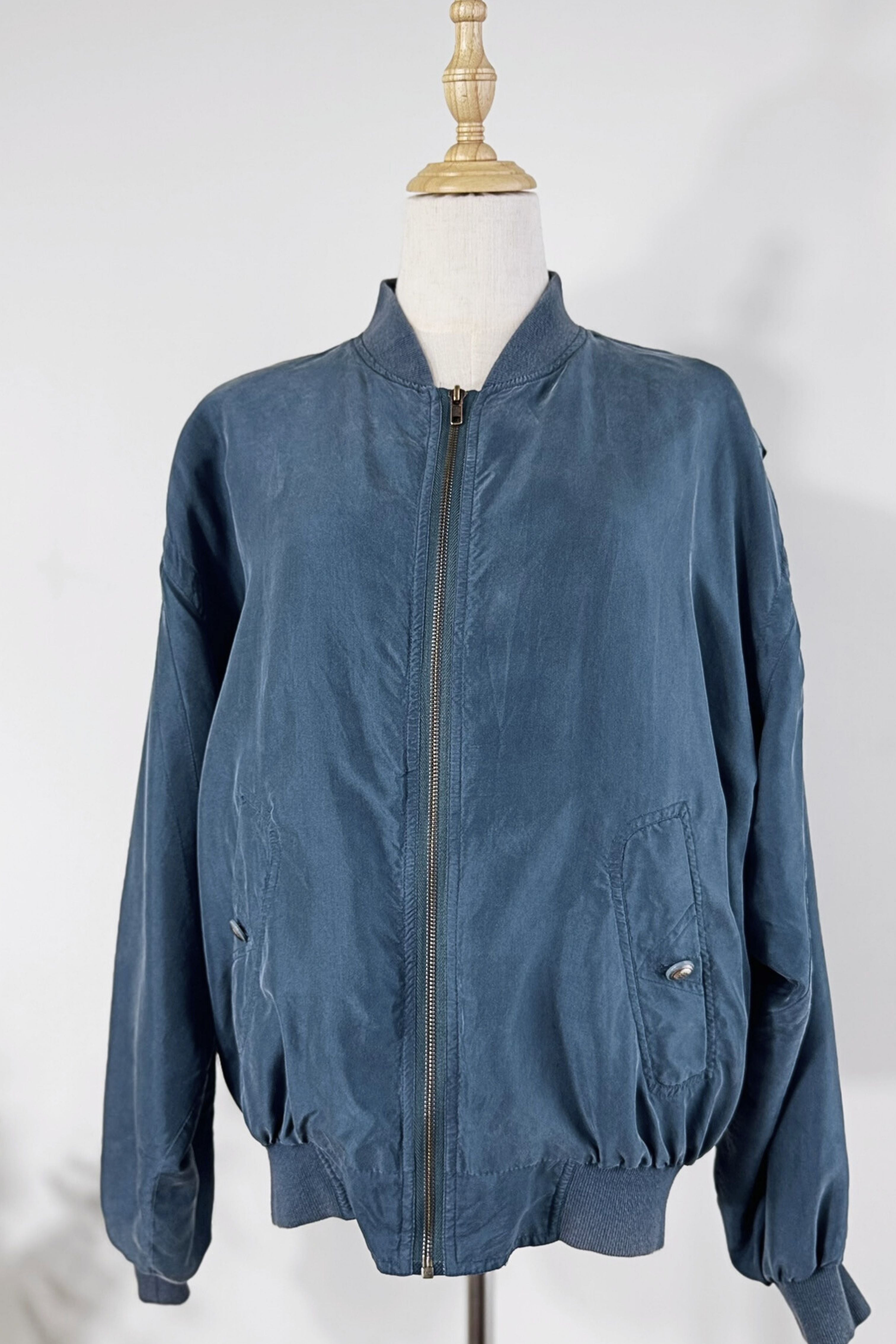 Pink silk bomber jacket
