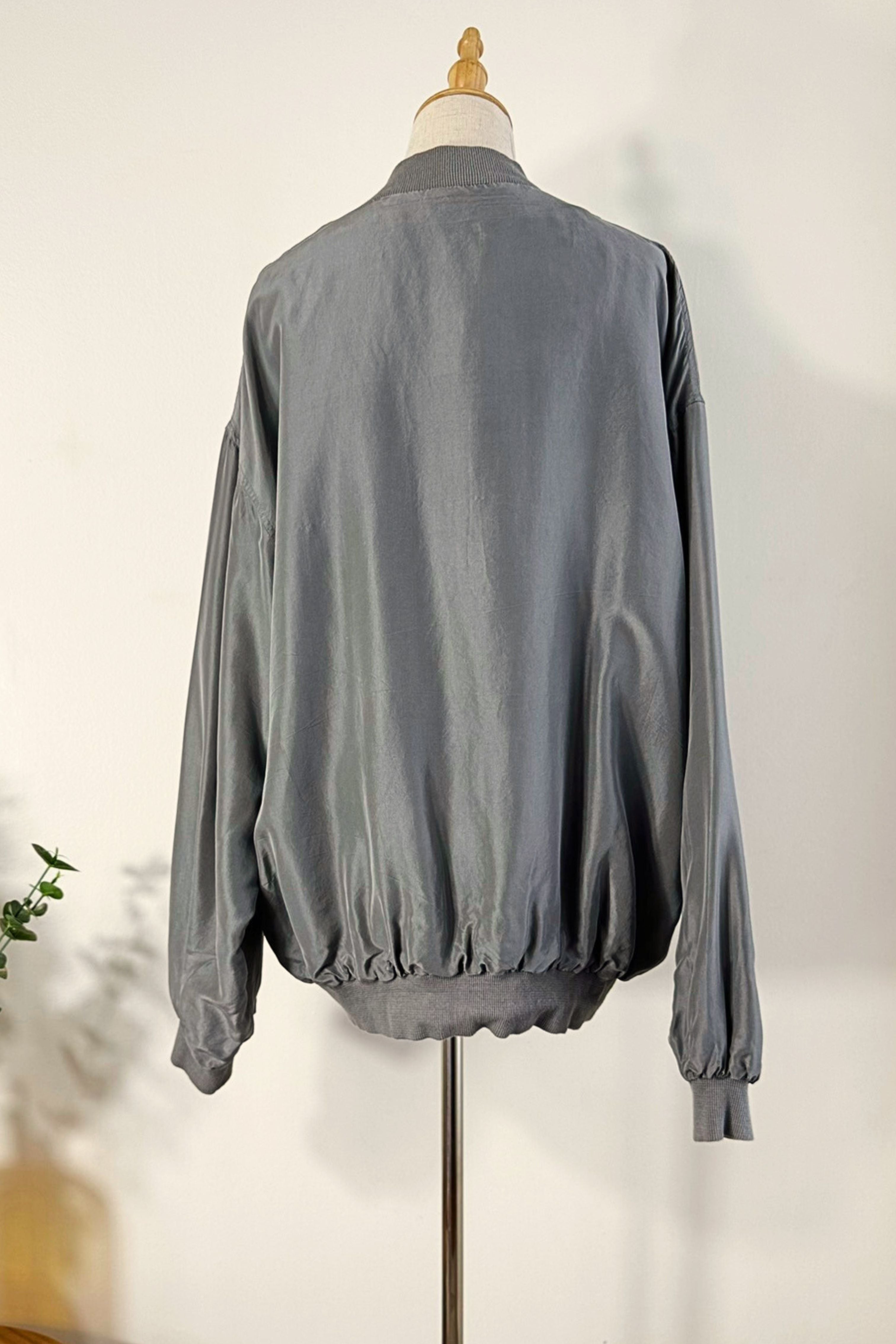 Pink silk bomber jacket
