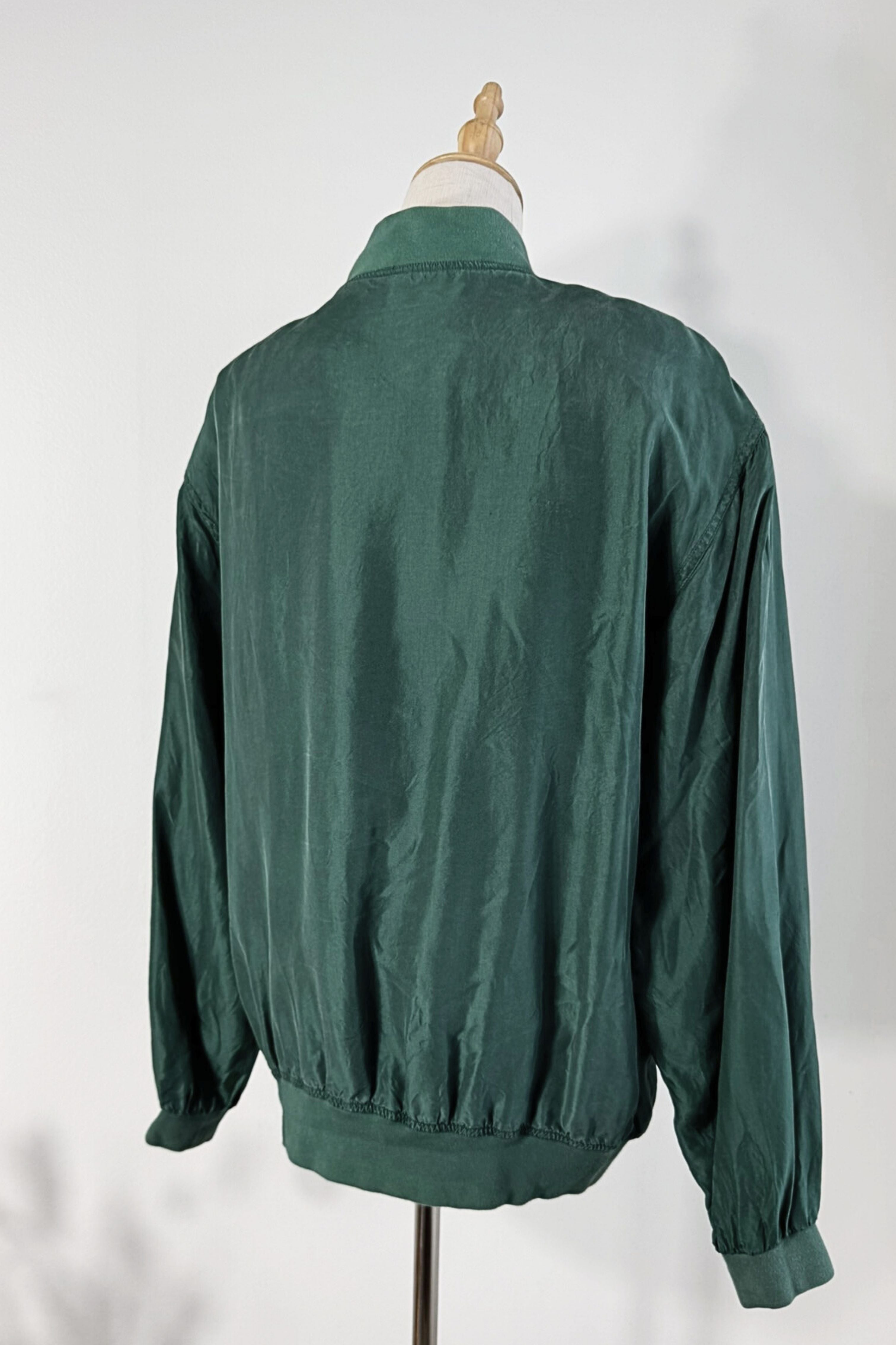 Veste bomber en soie verte