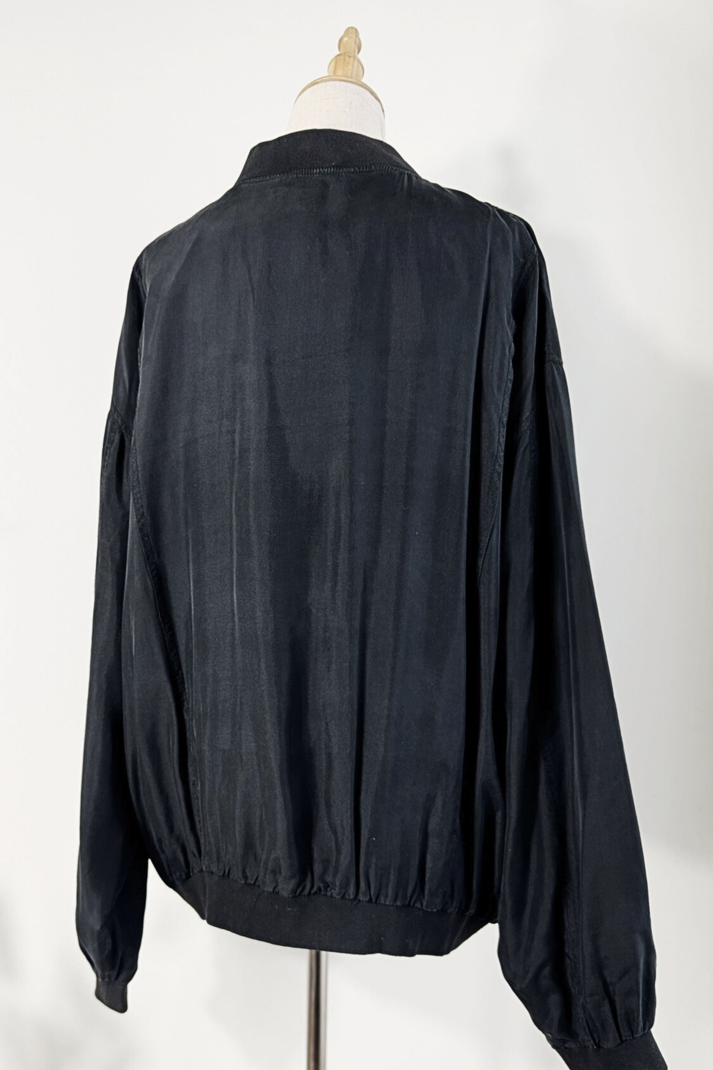 Veste bomber oversize en soie noire