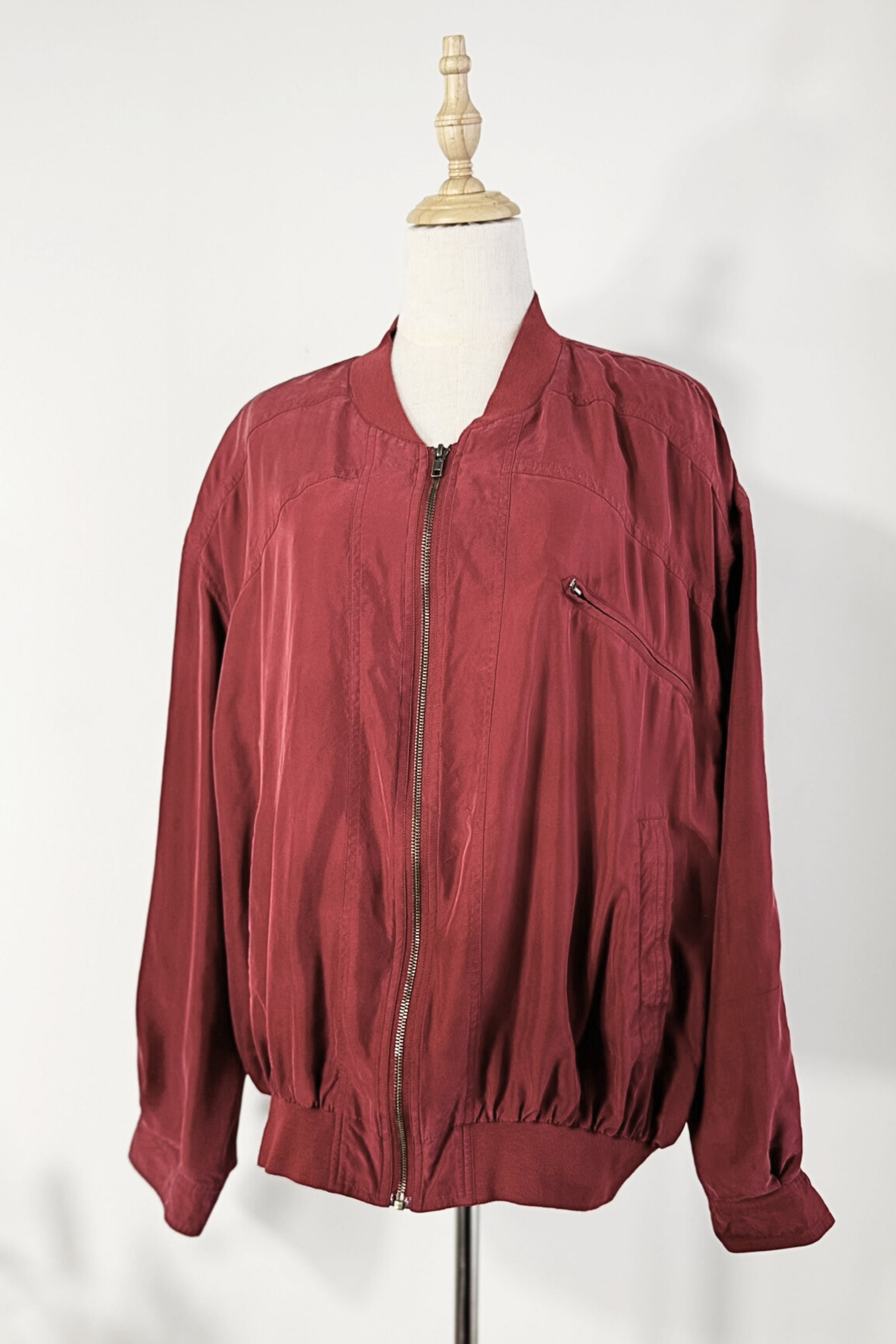 Pink silk bomber jacket
