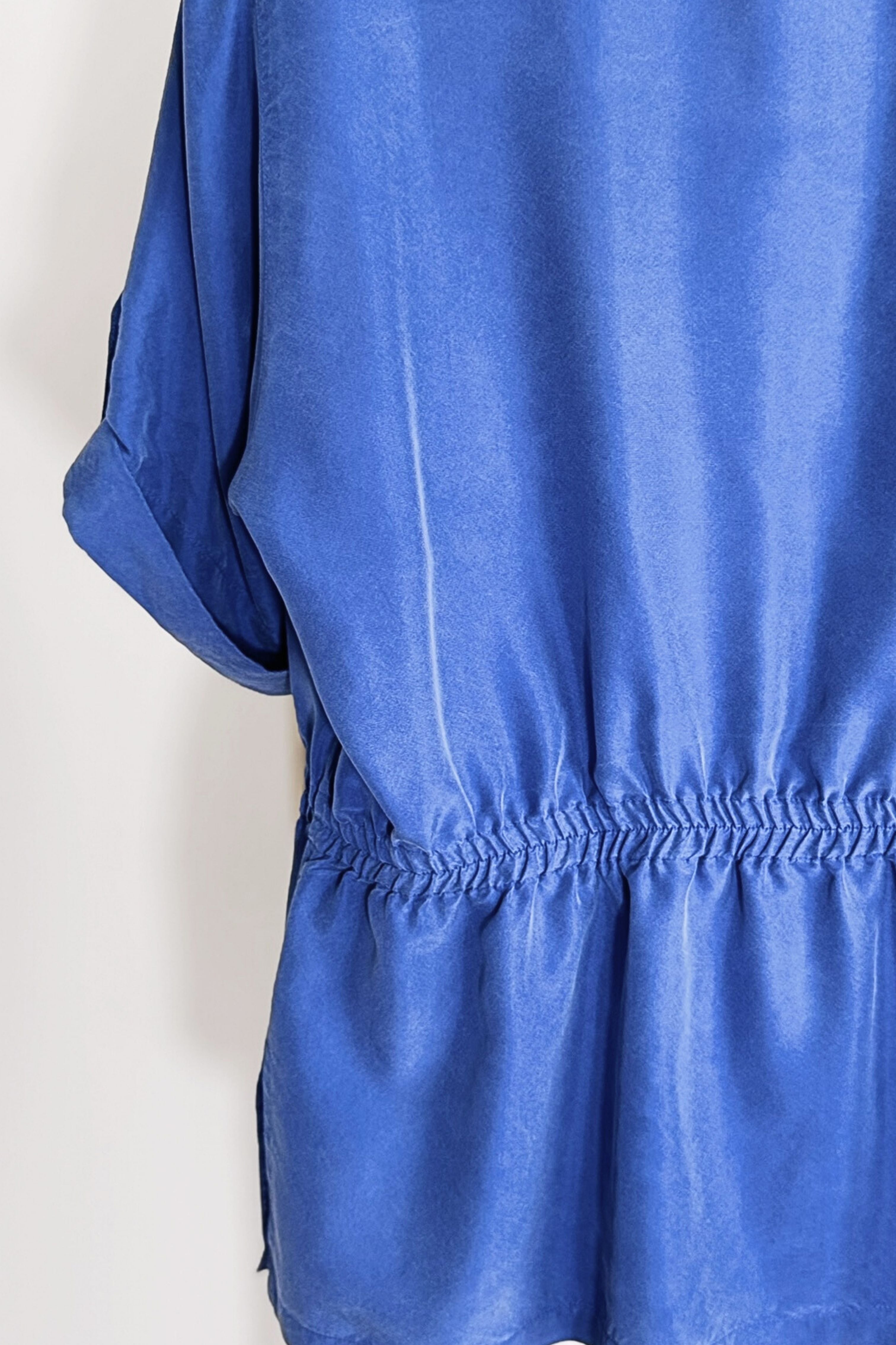 Veste saharienne en soie bleu électrique