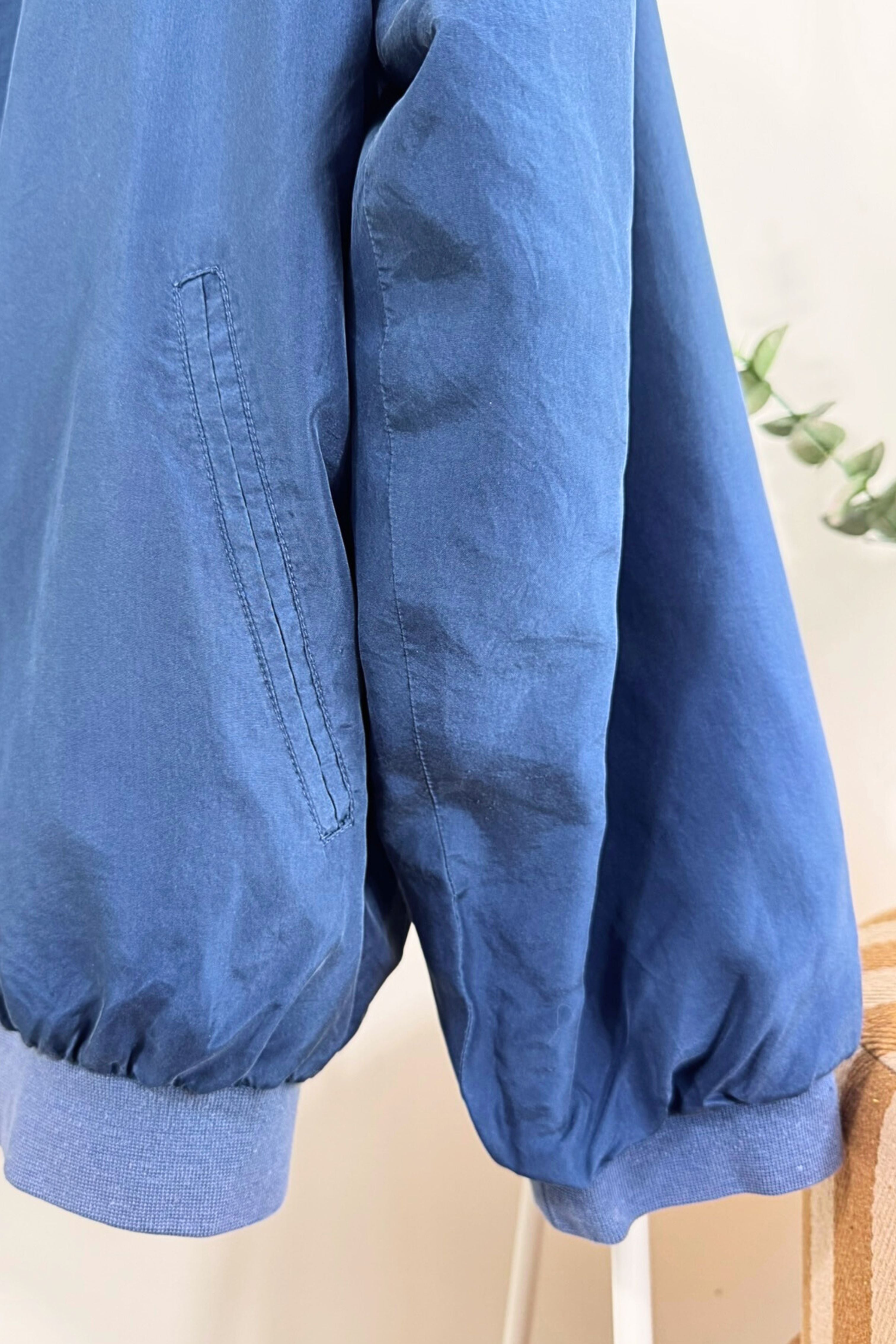 Veste bomber en soie bleu marine