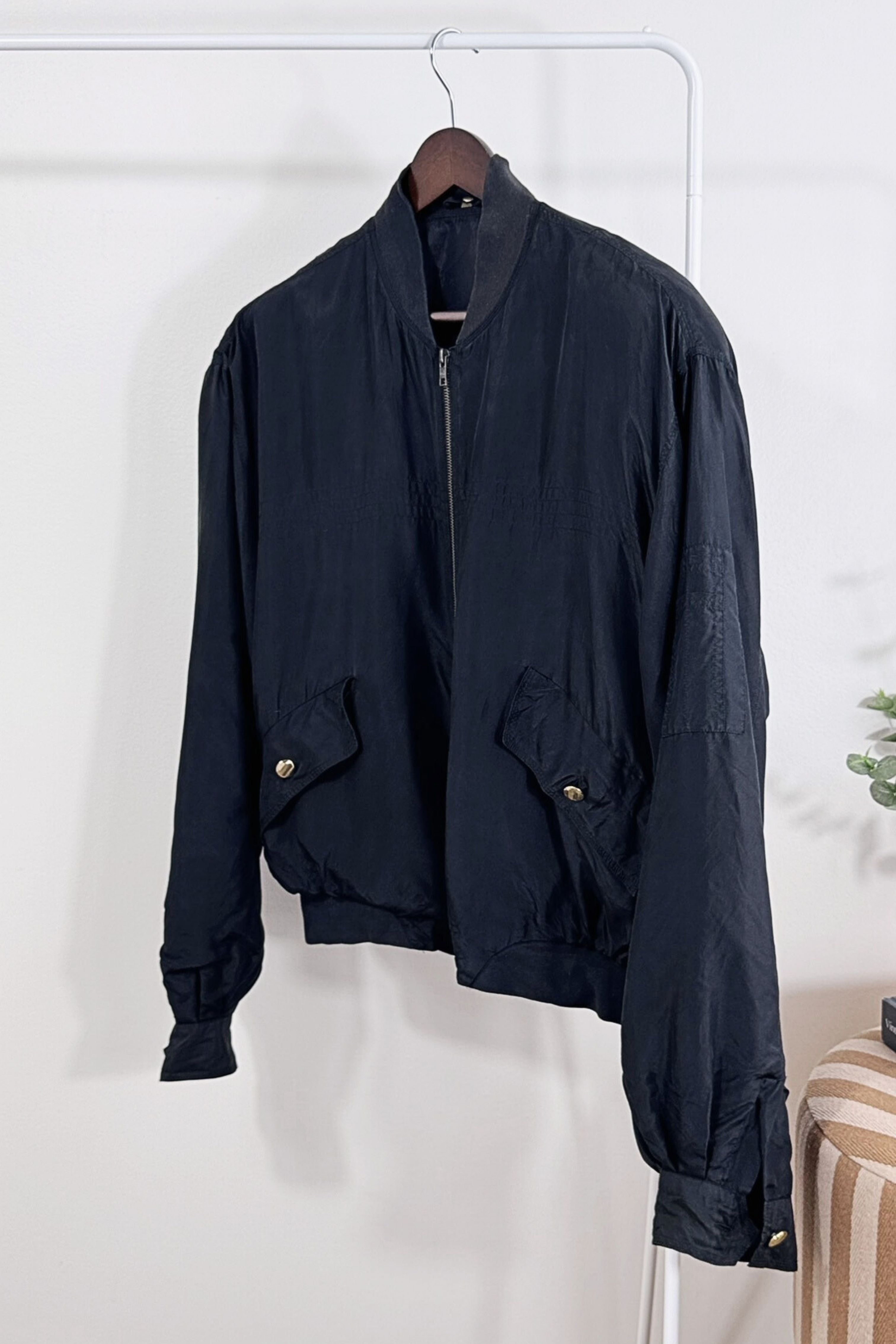 Veste bomber soie 90s noire