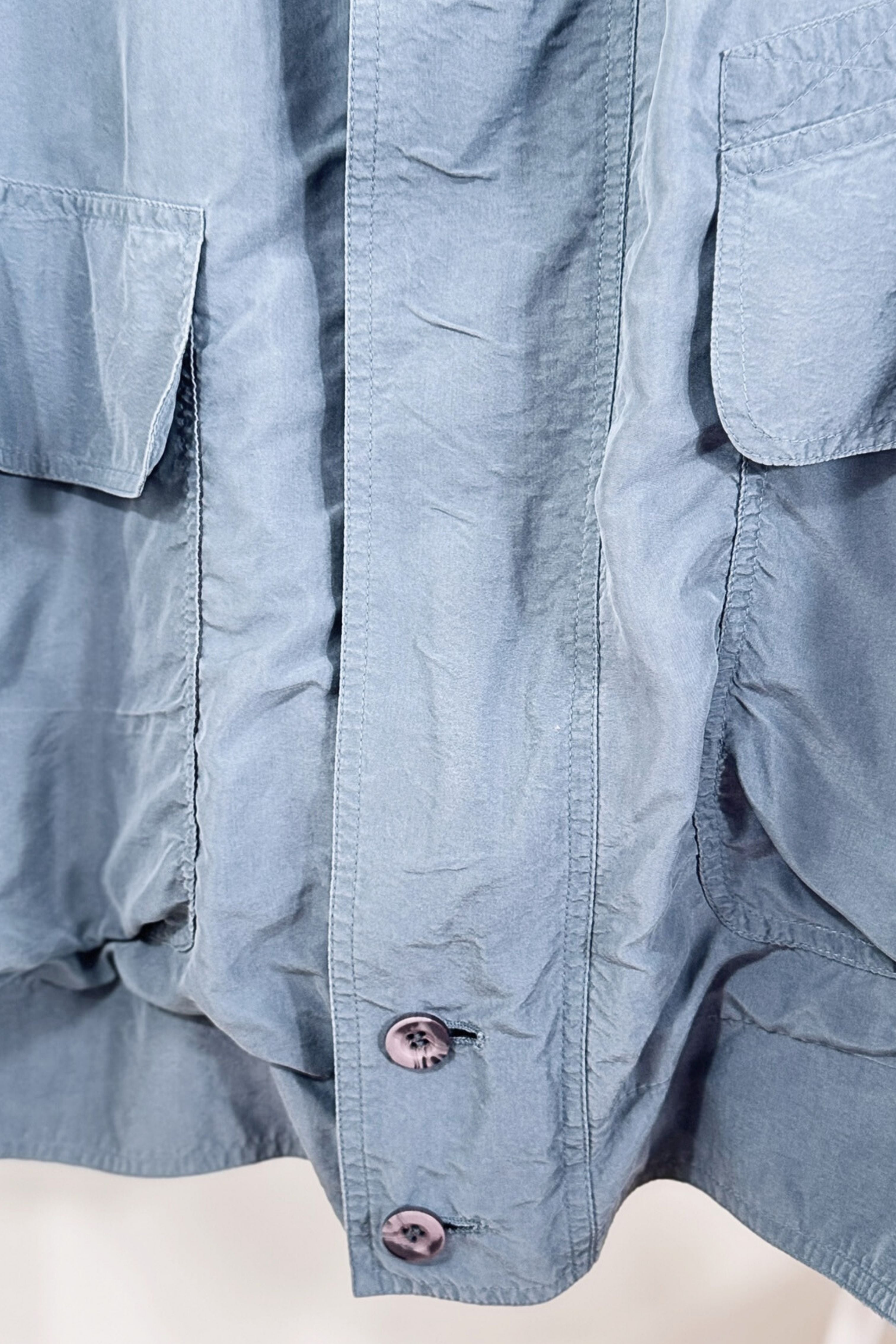 Veste bomber en soie bleu gris