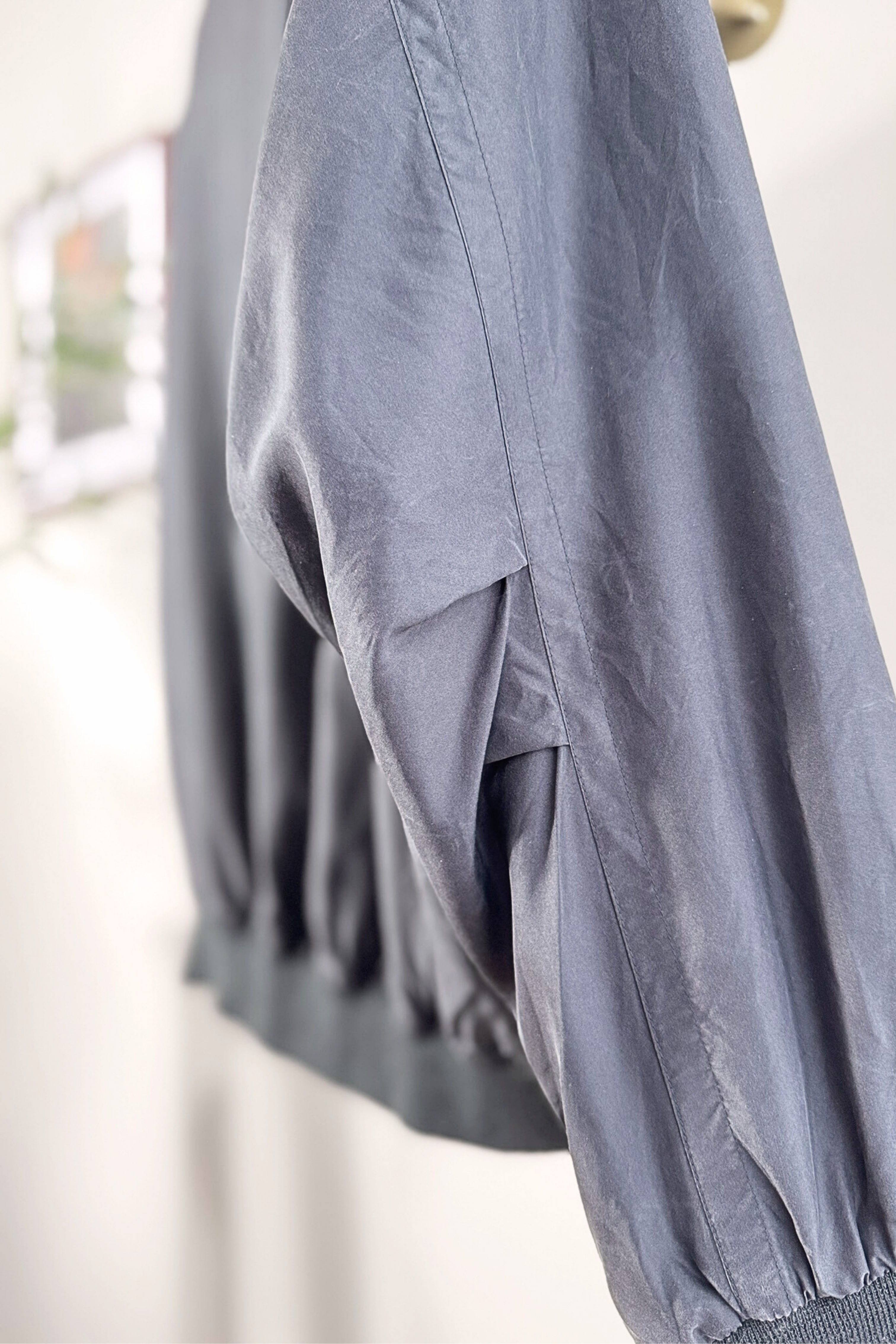 Veste bomber soie oversize 90s noire