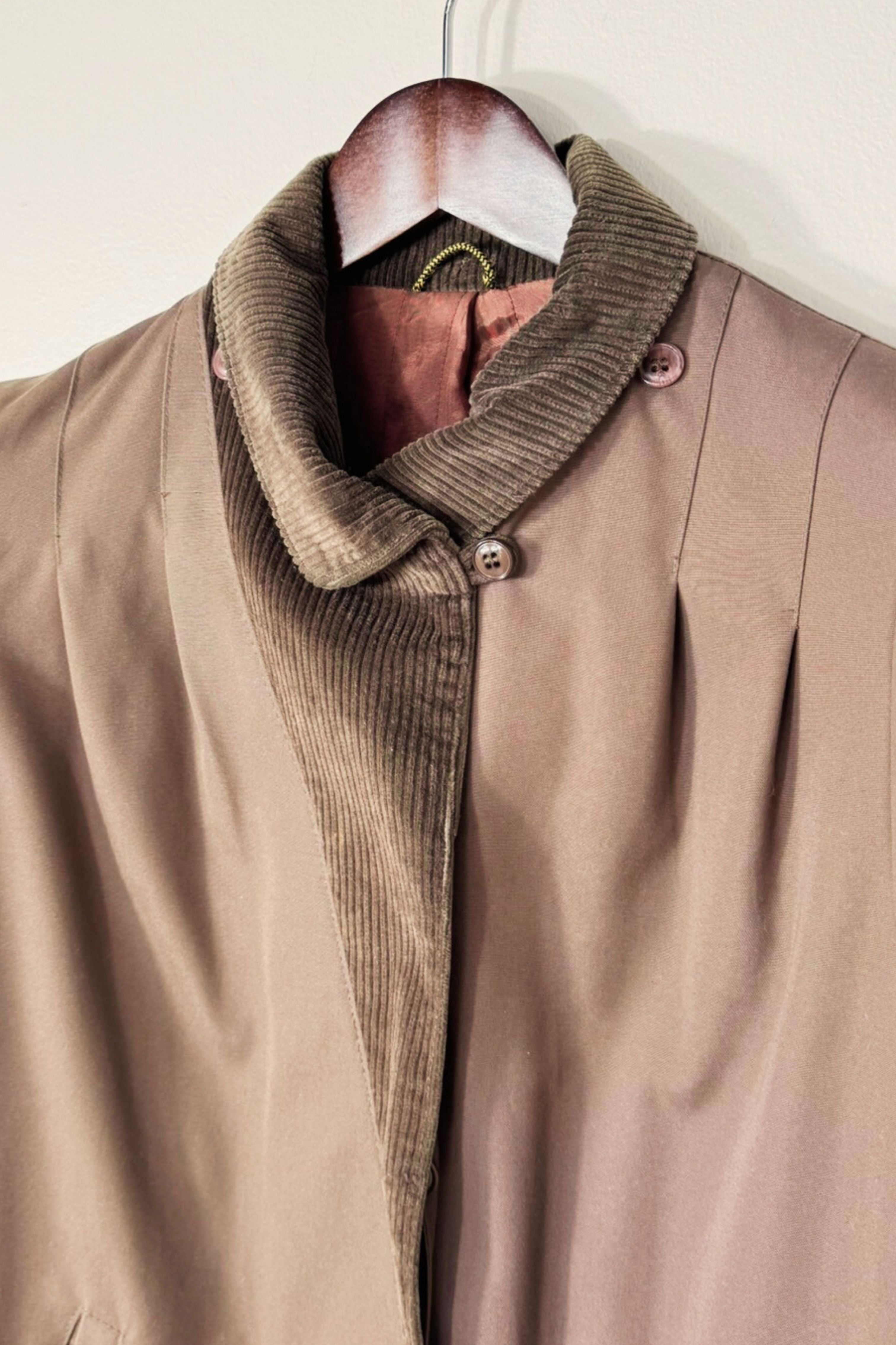 Trench trapèze col velours marron