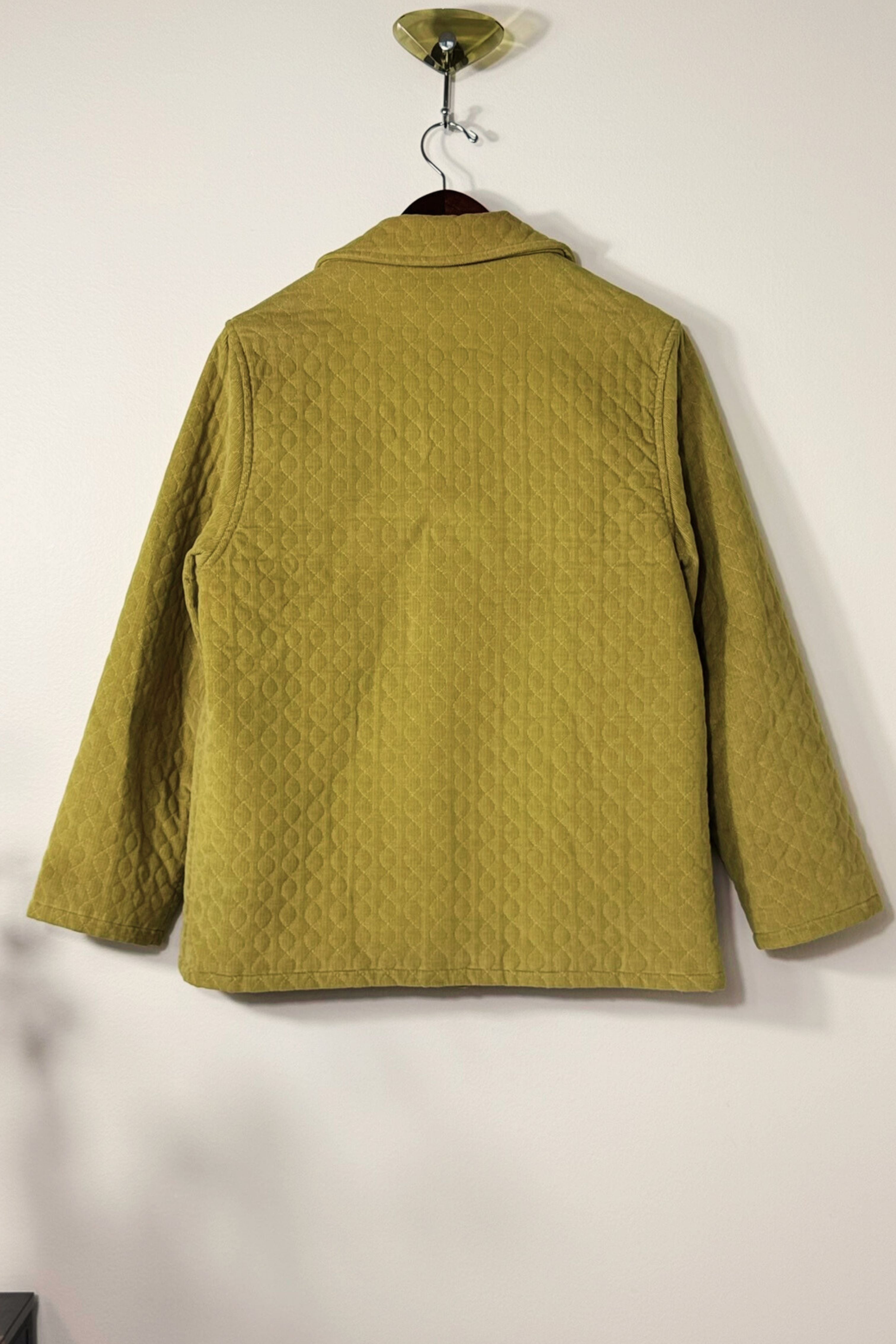 Long khaki quilted jacket