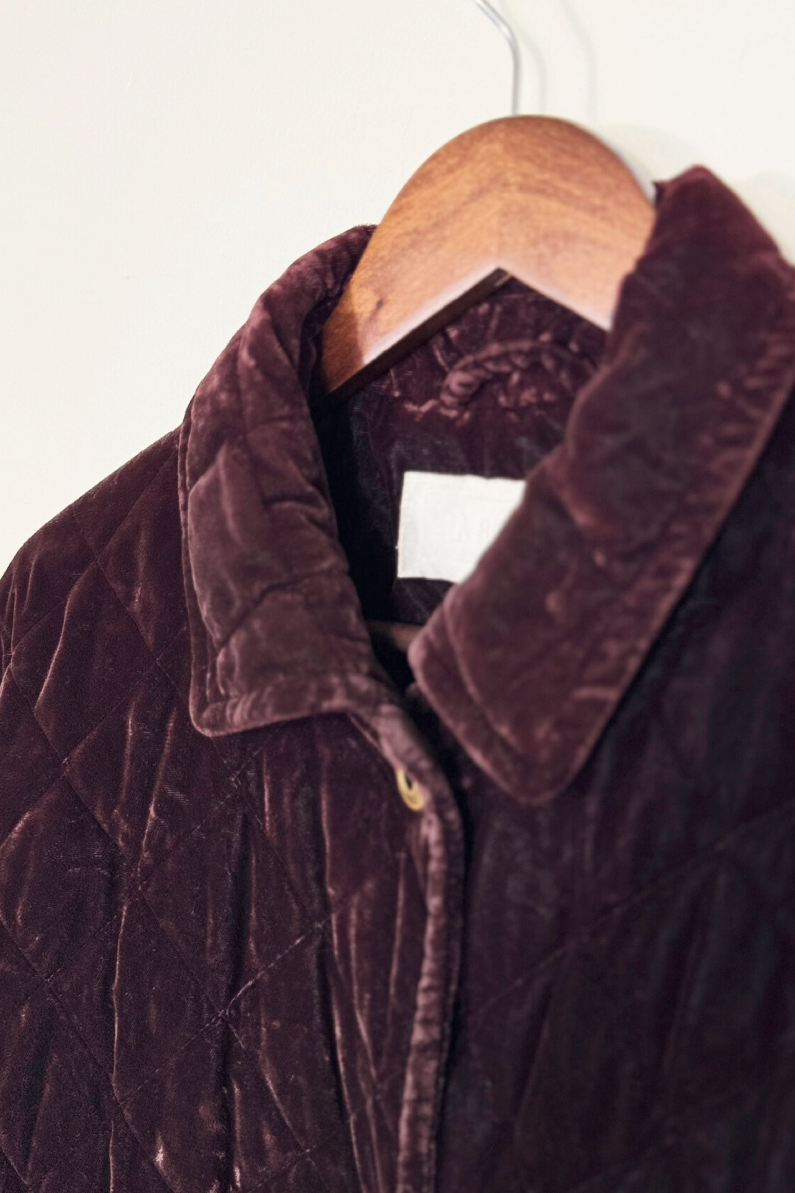 Mid-length purple velvet coat