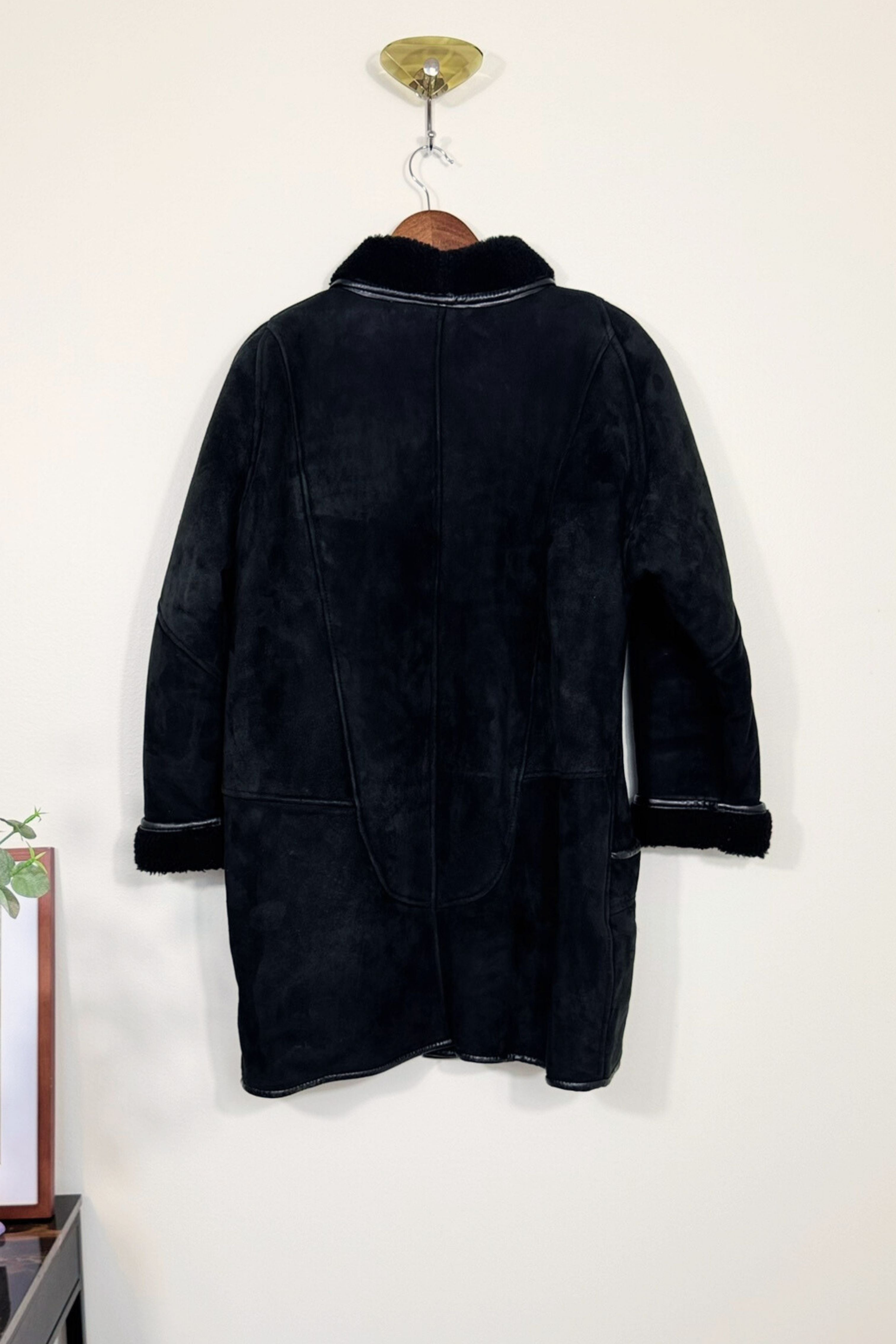 Manteau peau lainée noir