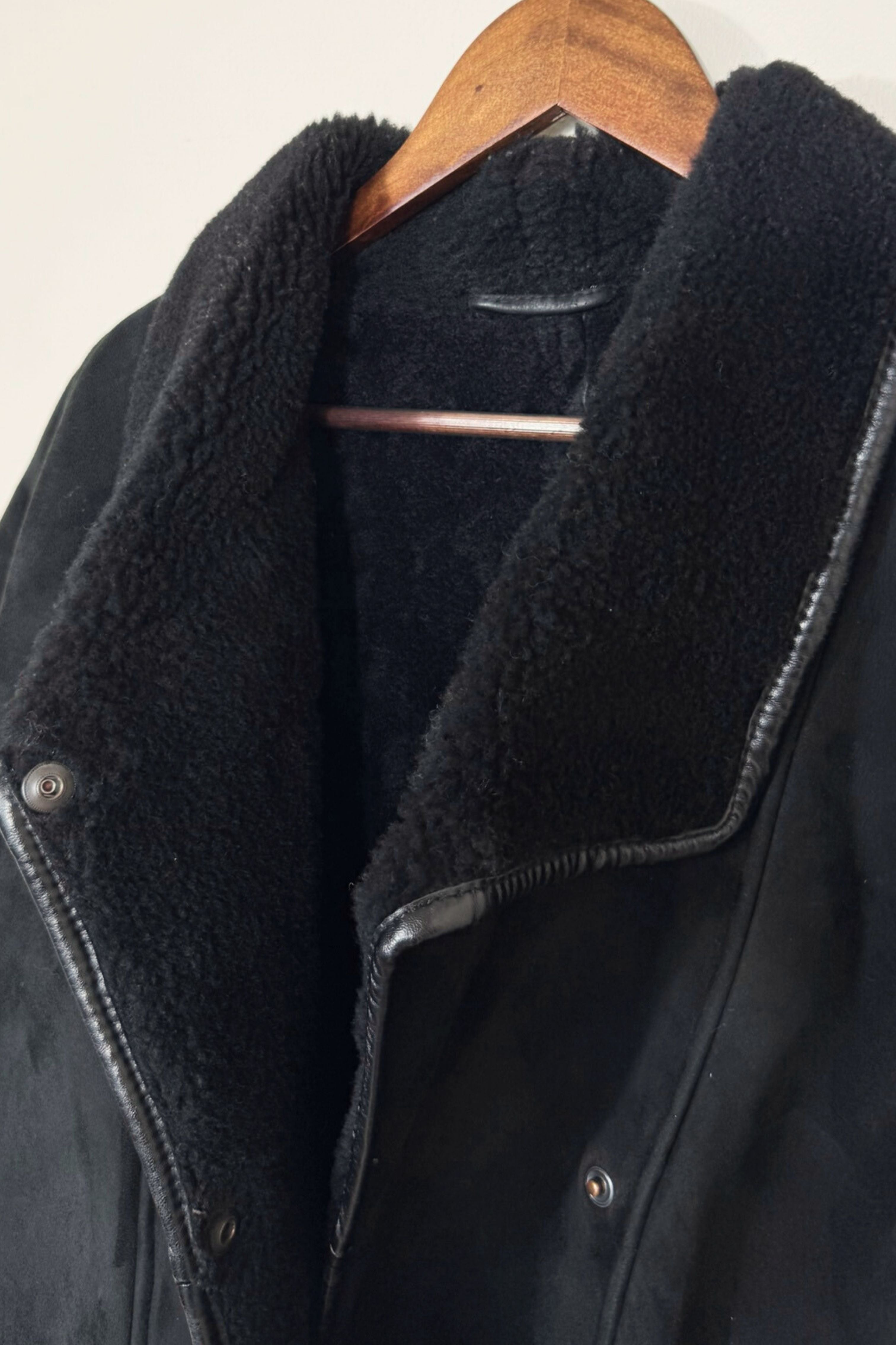 Manteau peau lainée noir