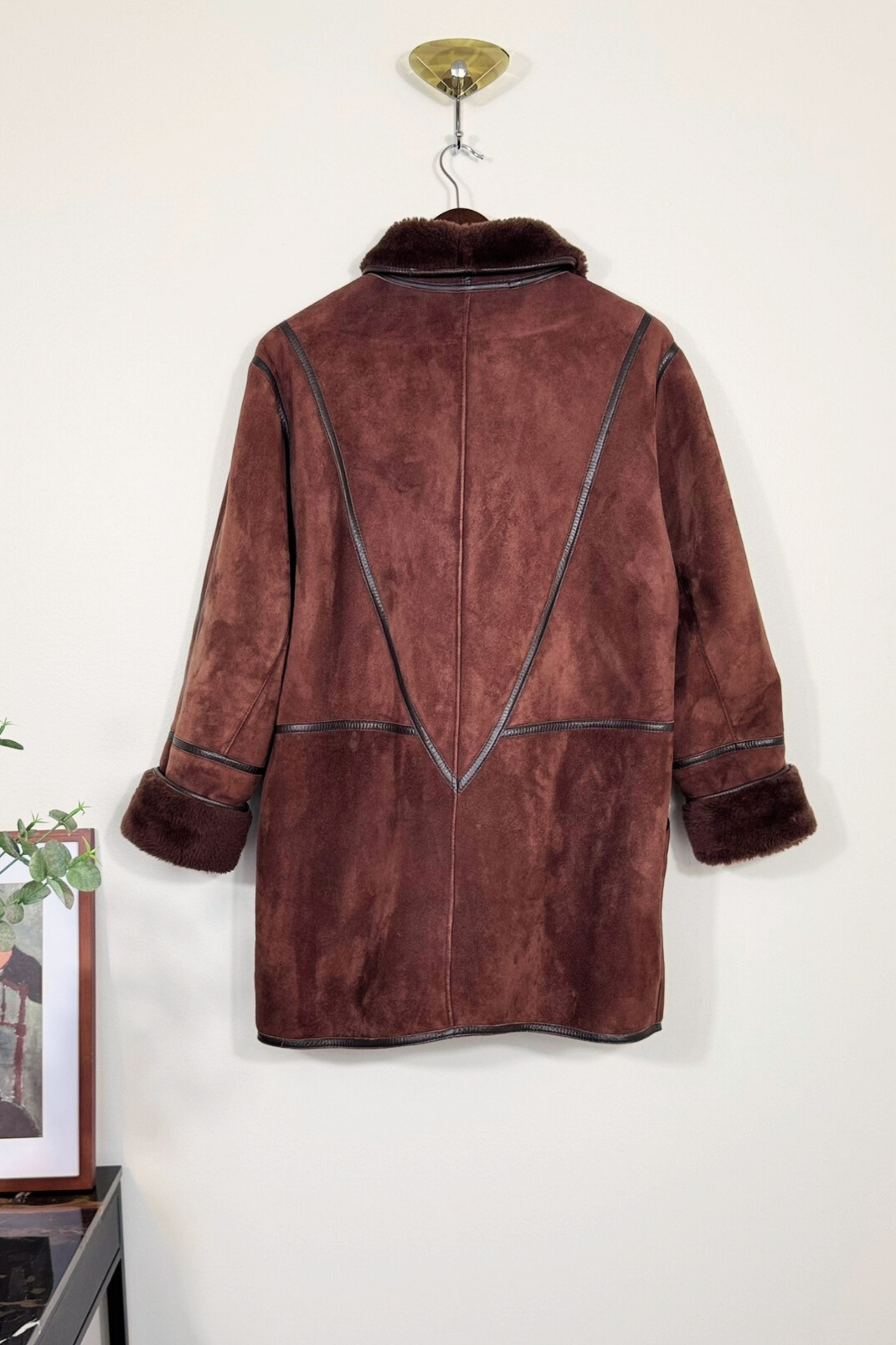 Mid-length purple velvet coat