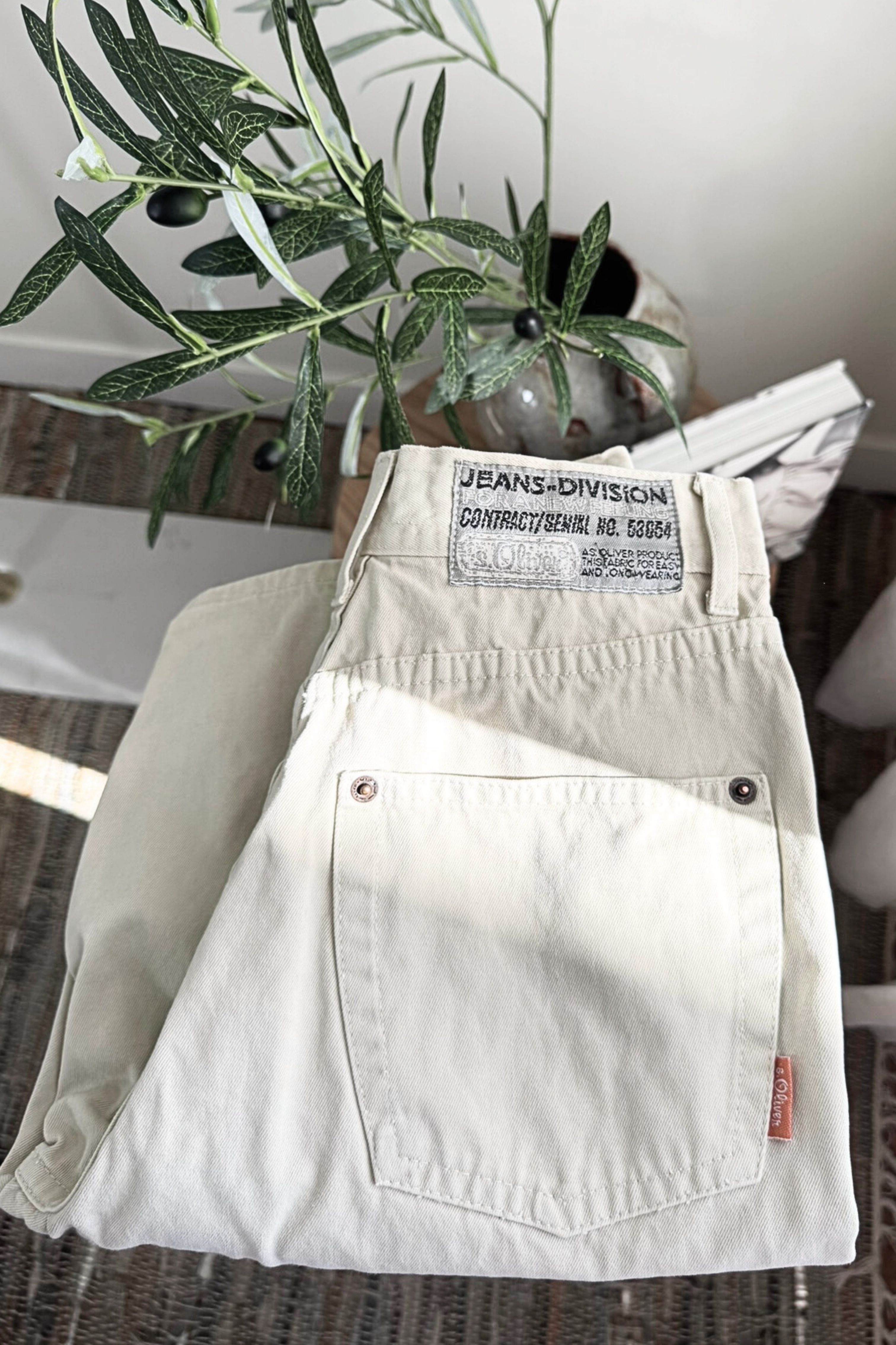 Bermuda taille haute en jeans écru