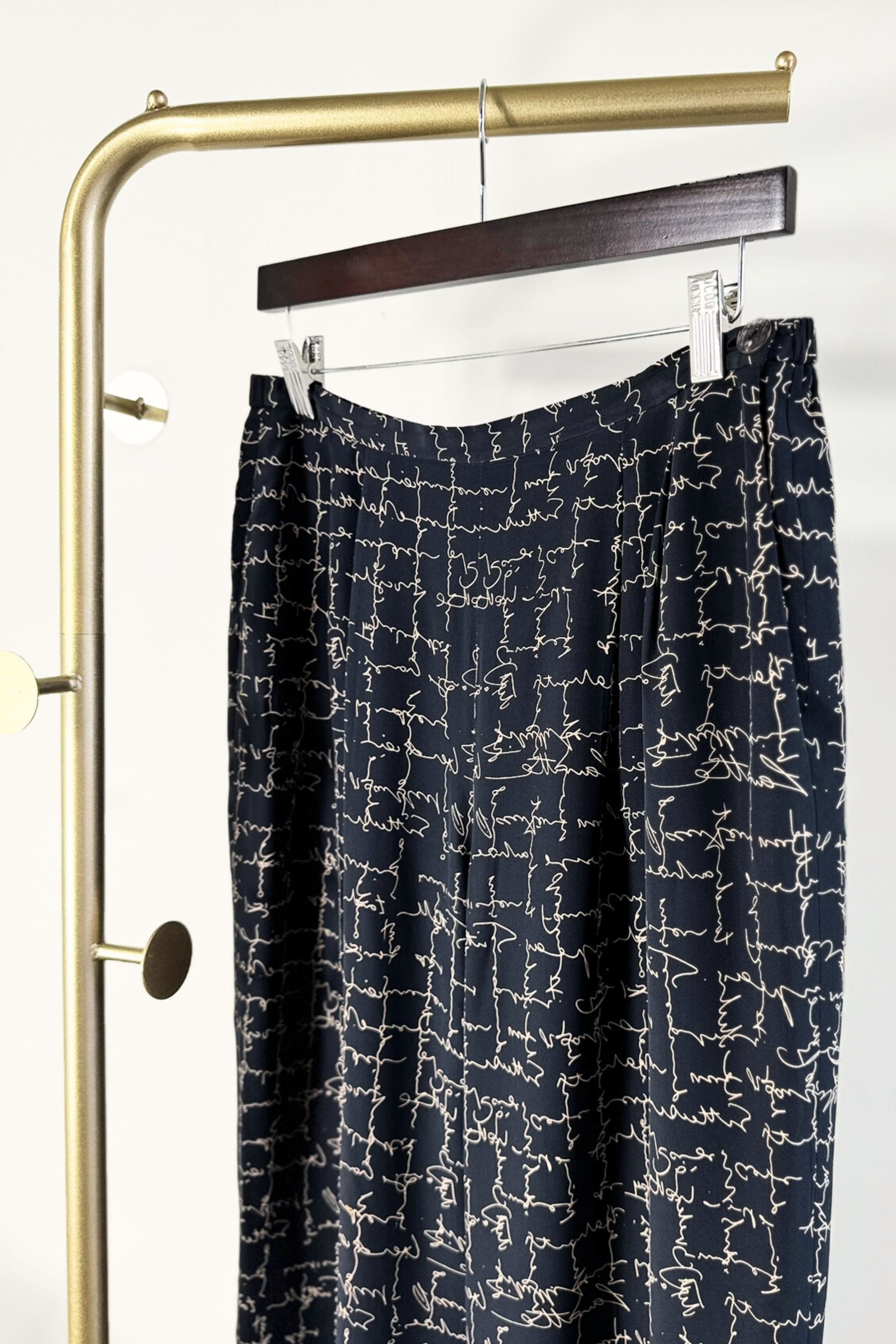 Pantalon large en soie noir