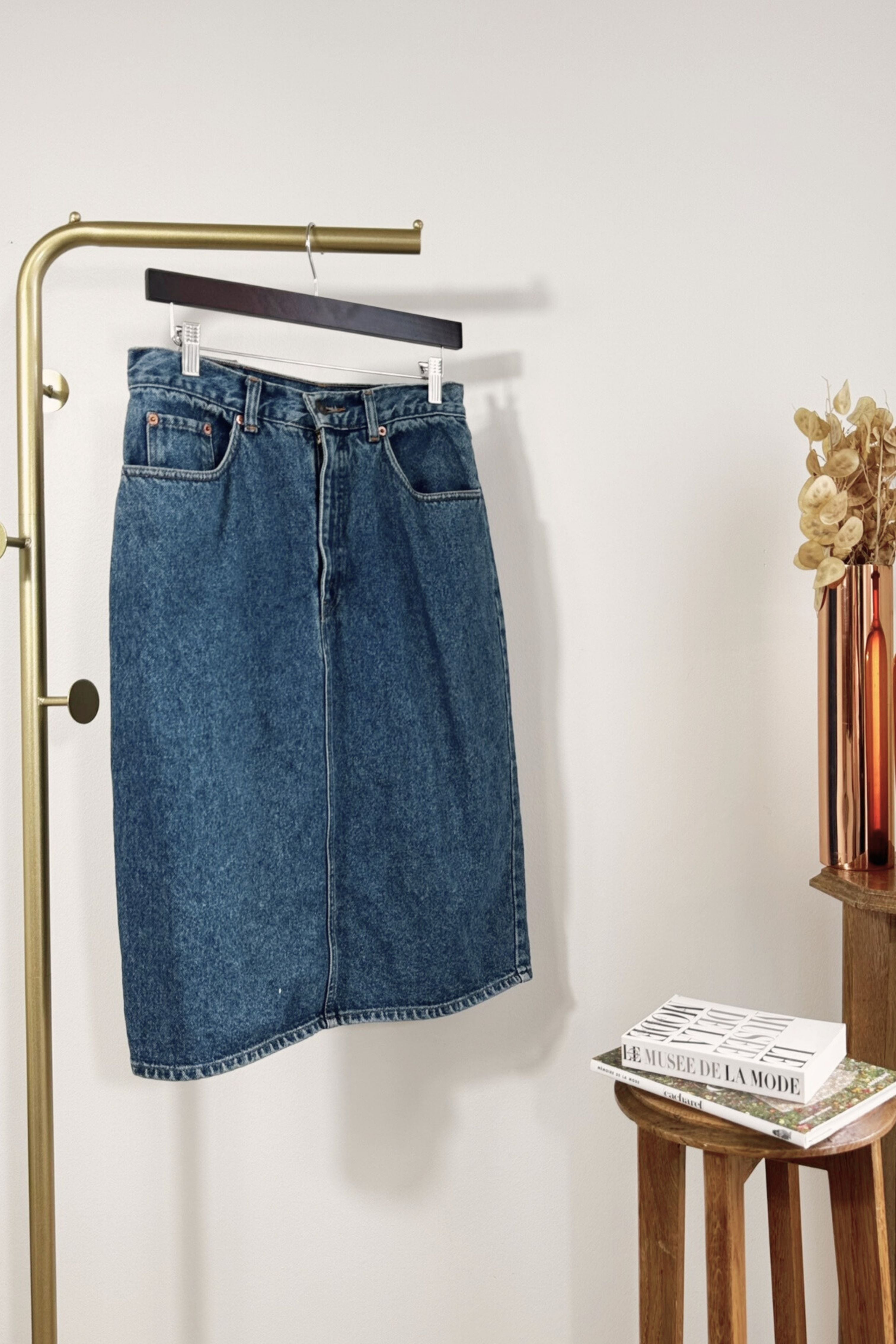 Navy cotton pencil skirt