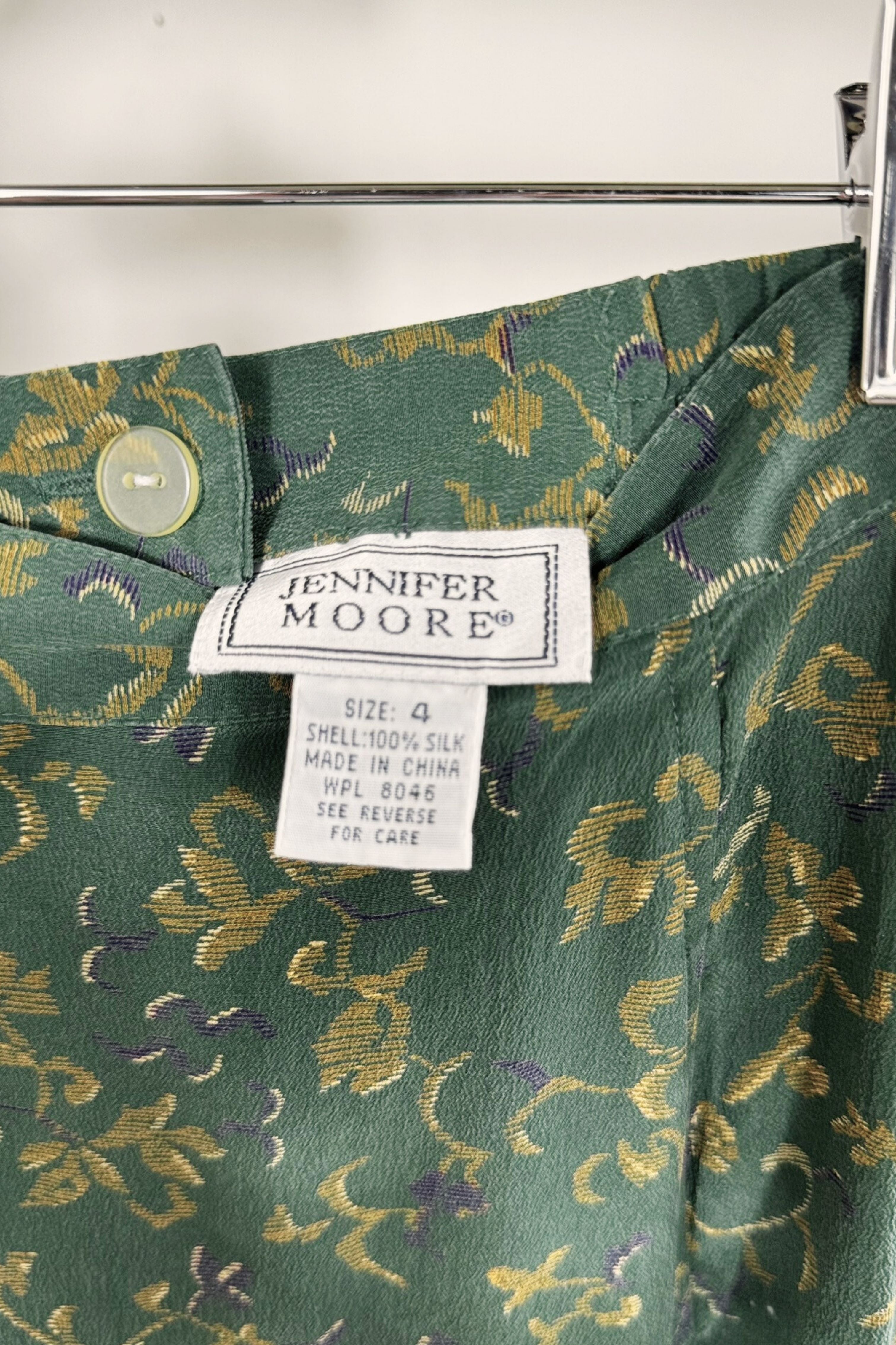 Green linen pencil skirt