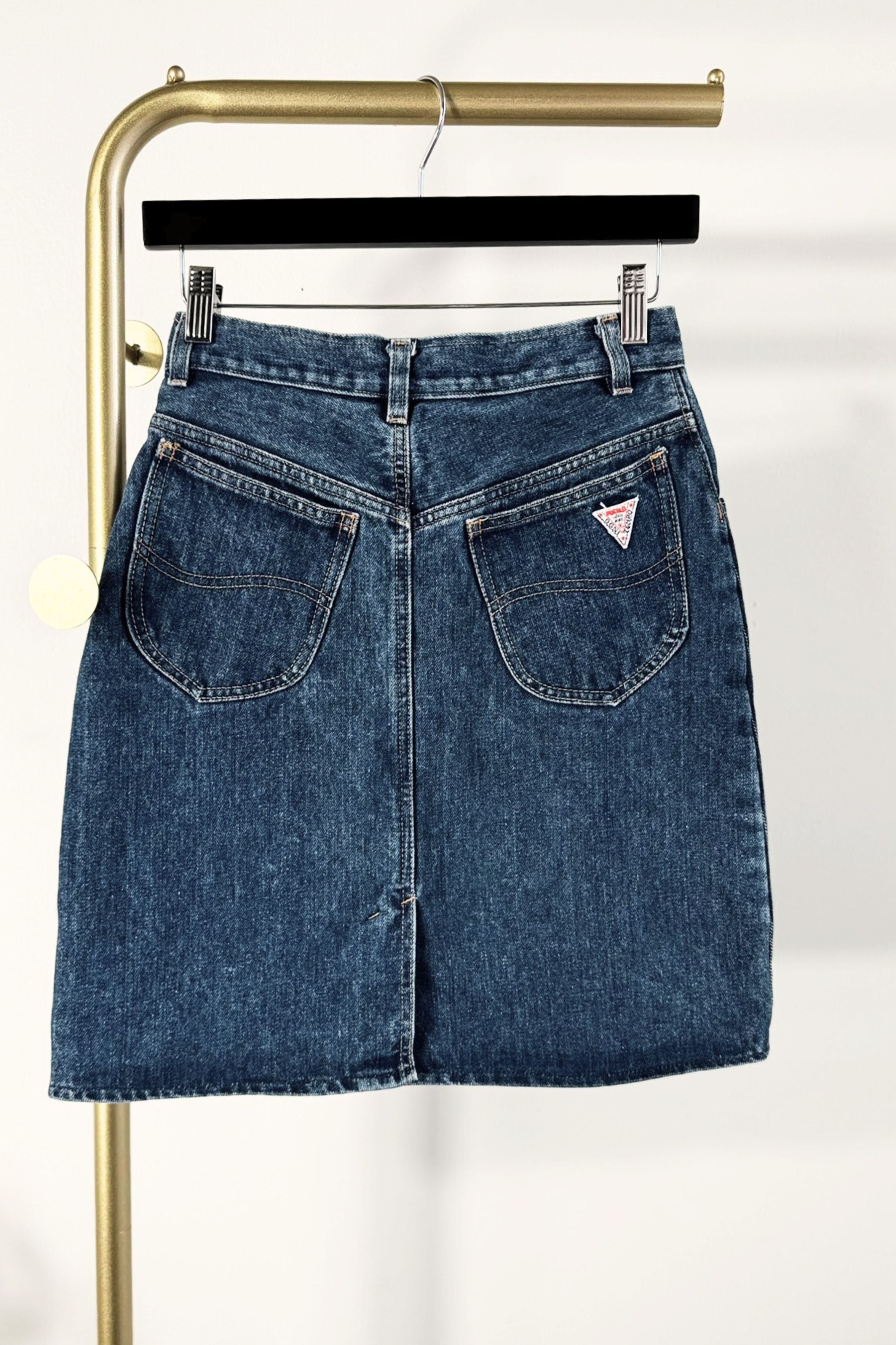 Navy cotton pencil skirt