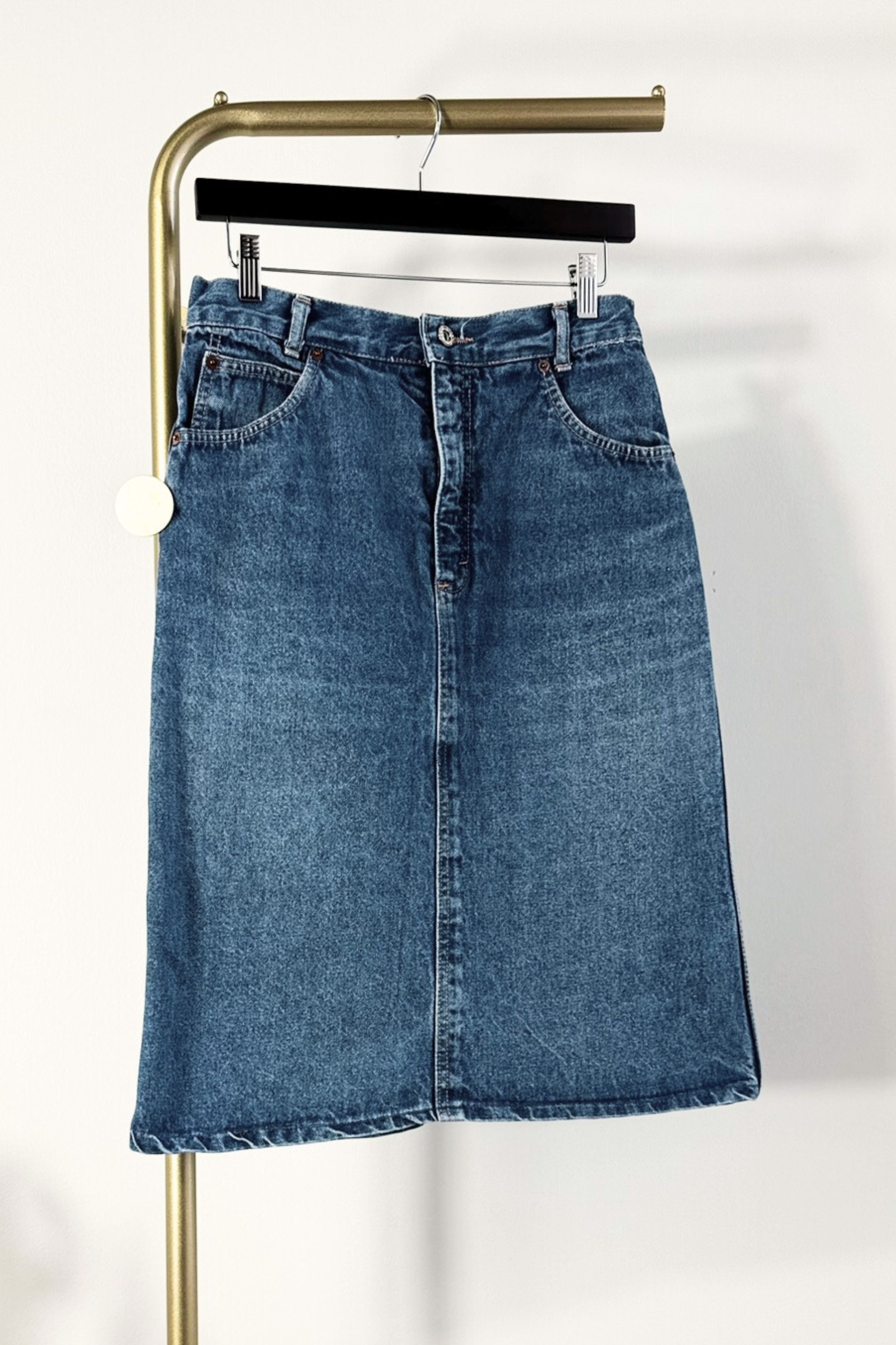 Jupe midi droite en jeans bleu moyen