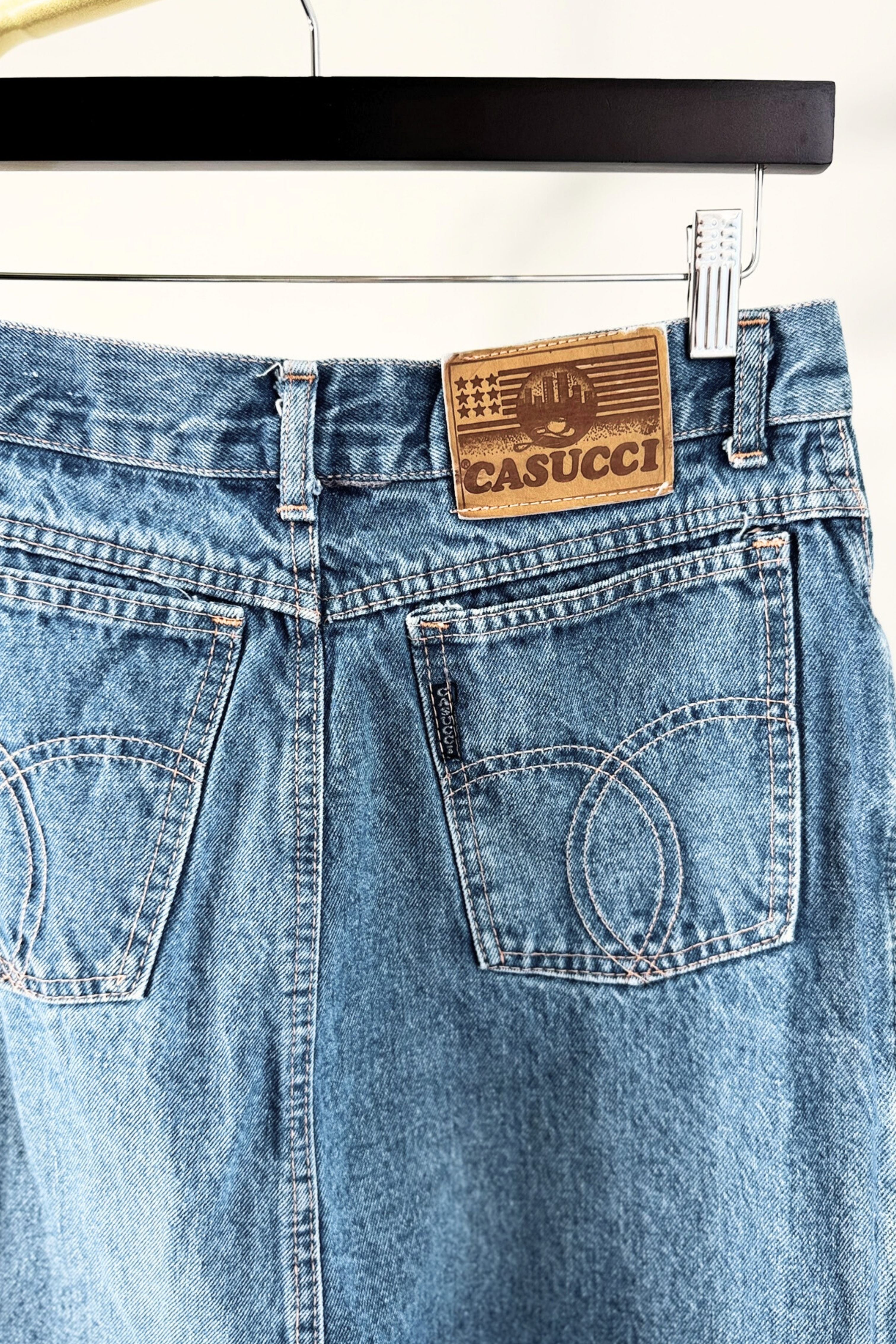 Jupe midi droite en jeans bleu moyen