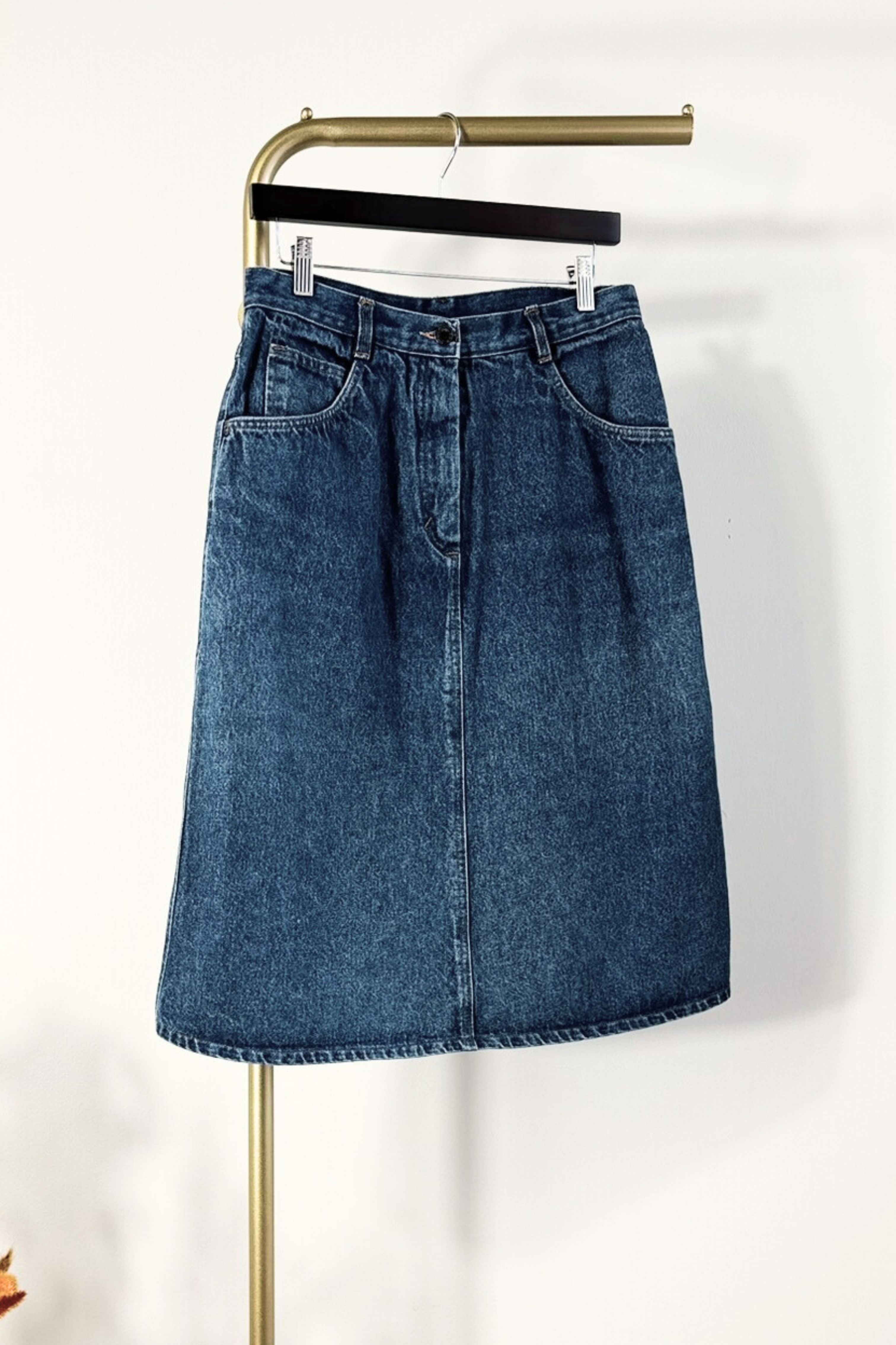 Jupe midi avec fente en jeans bleu