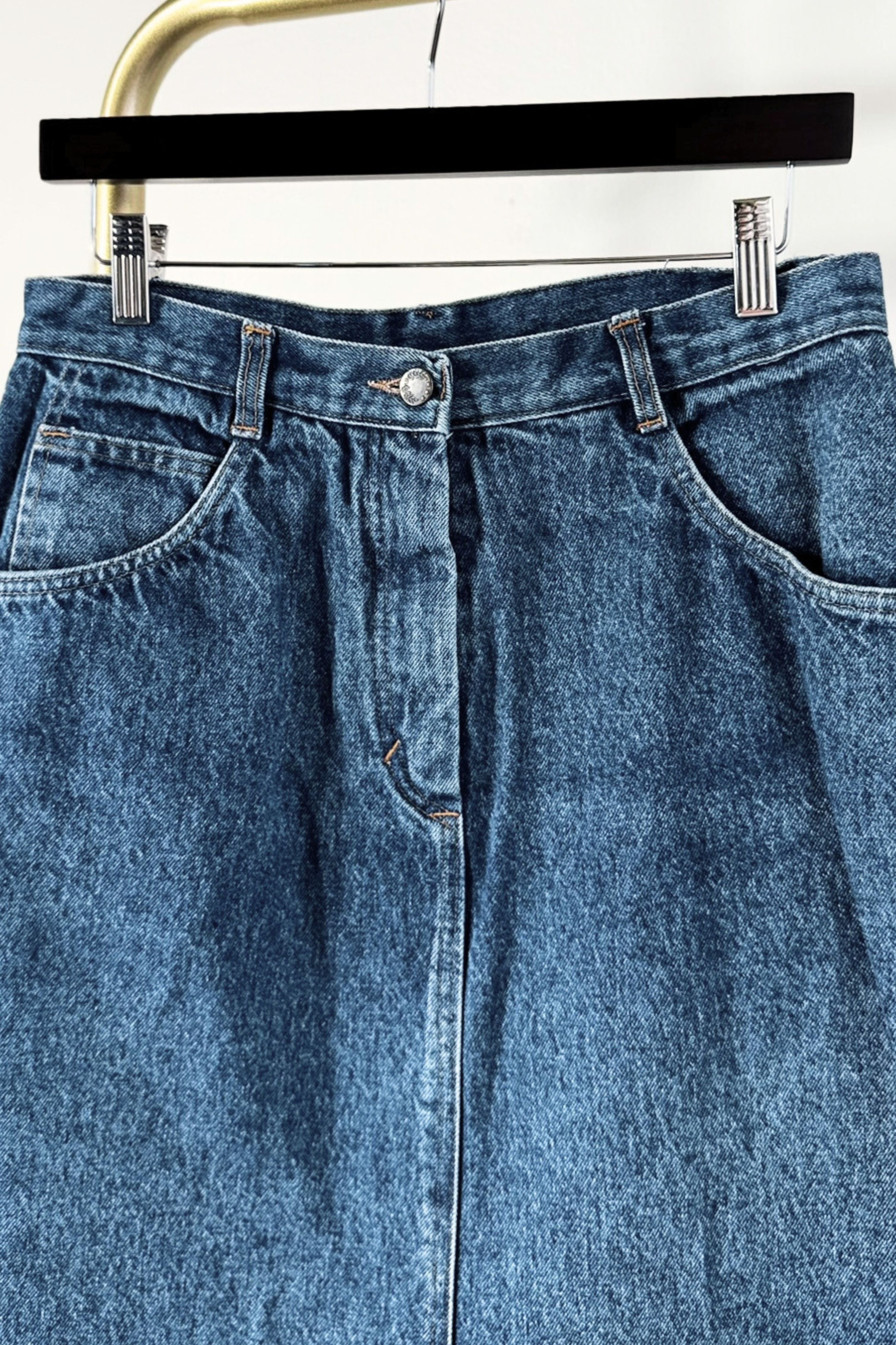 Jupe midi avec fente en jeans bleu