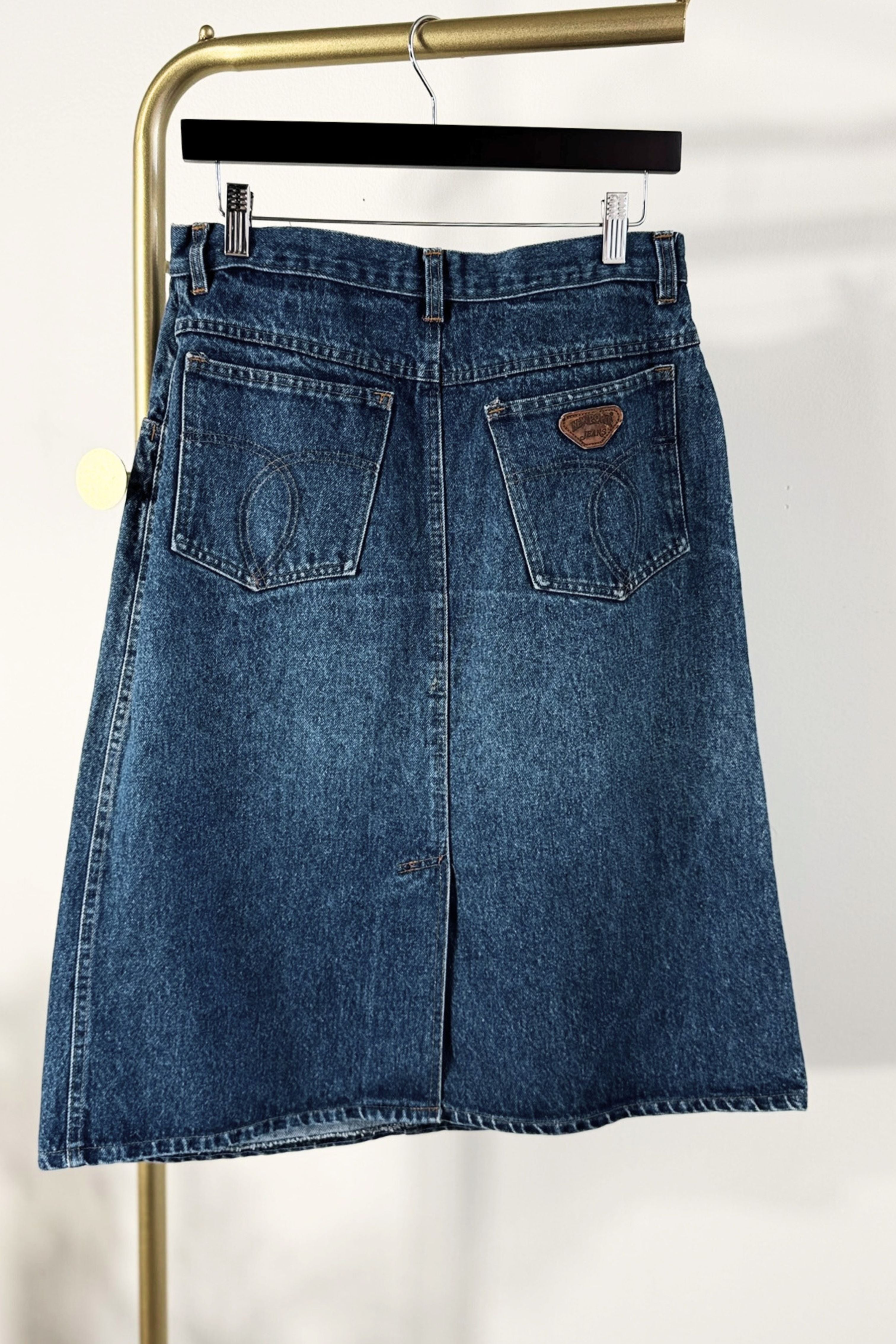 Jupe midi avec fente en jeans bleu