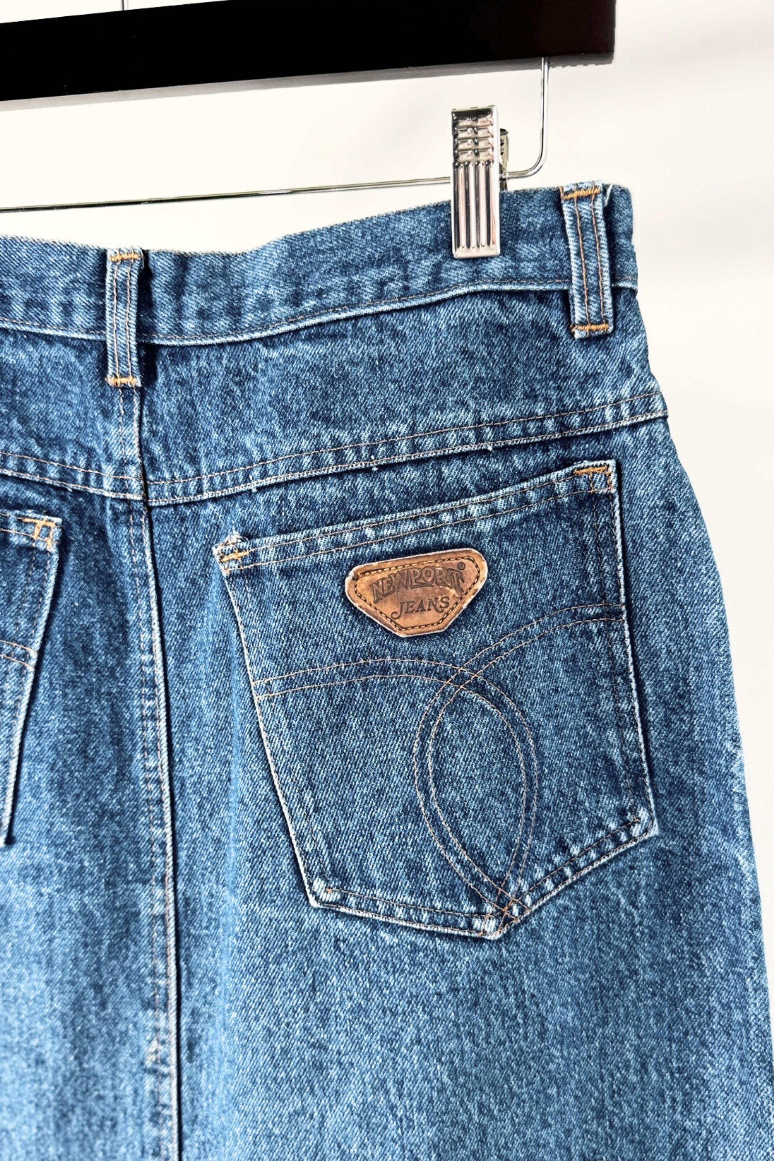 Jupe midi avec fente en jeans bleu