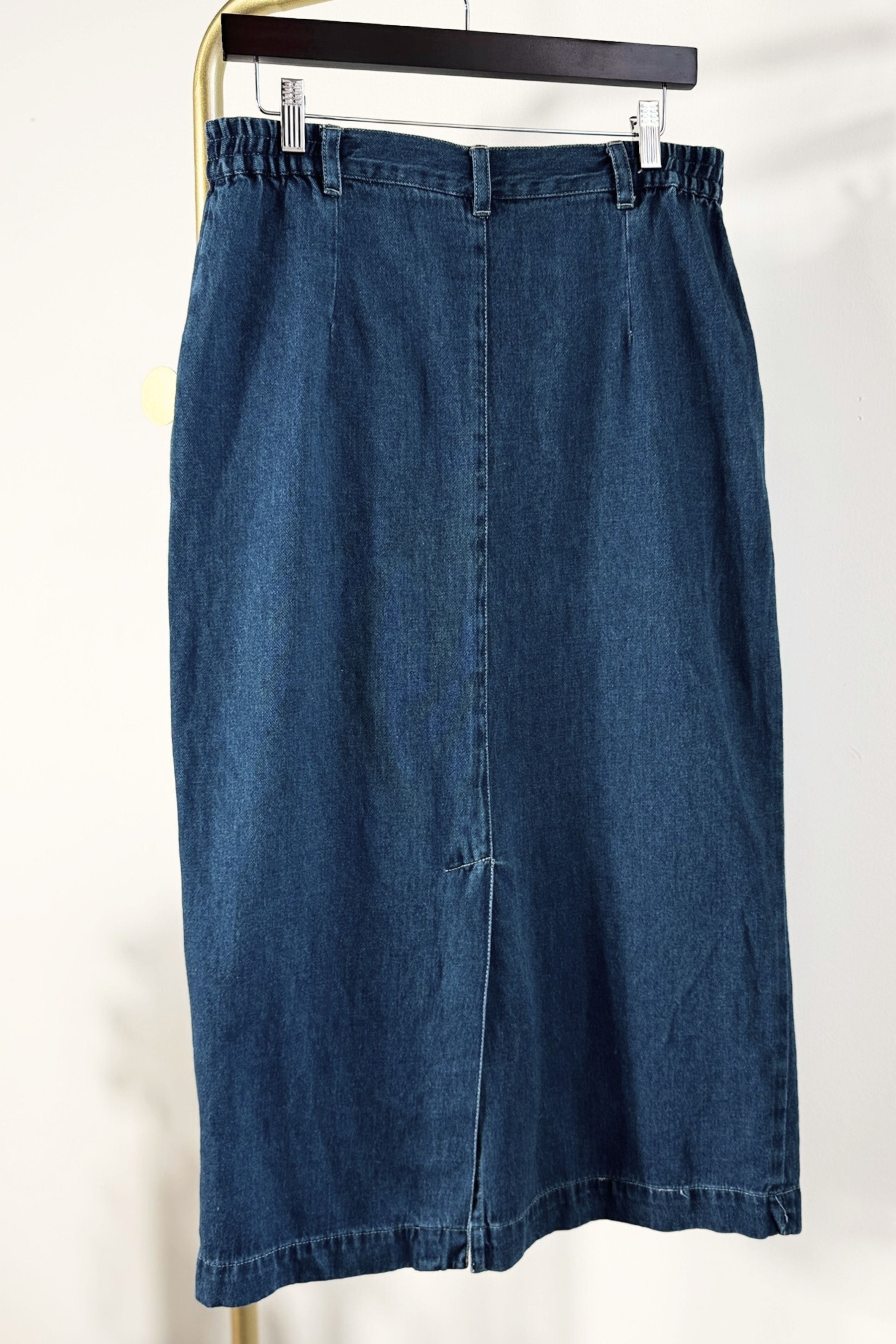 Jupe longue boutonnée en jeans brut