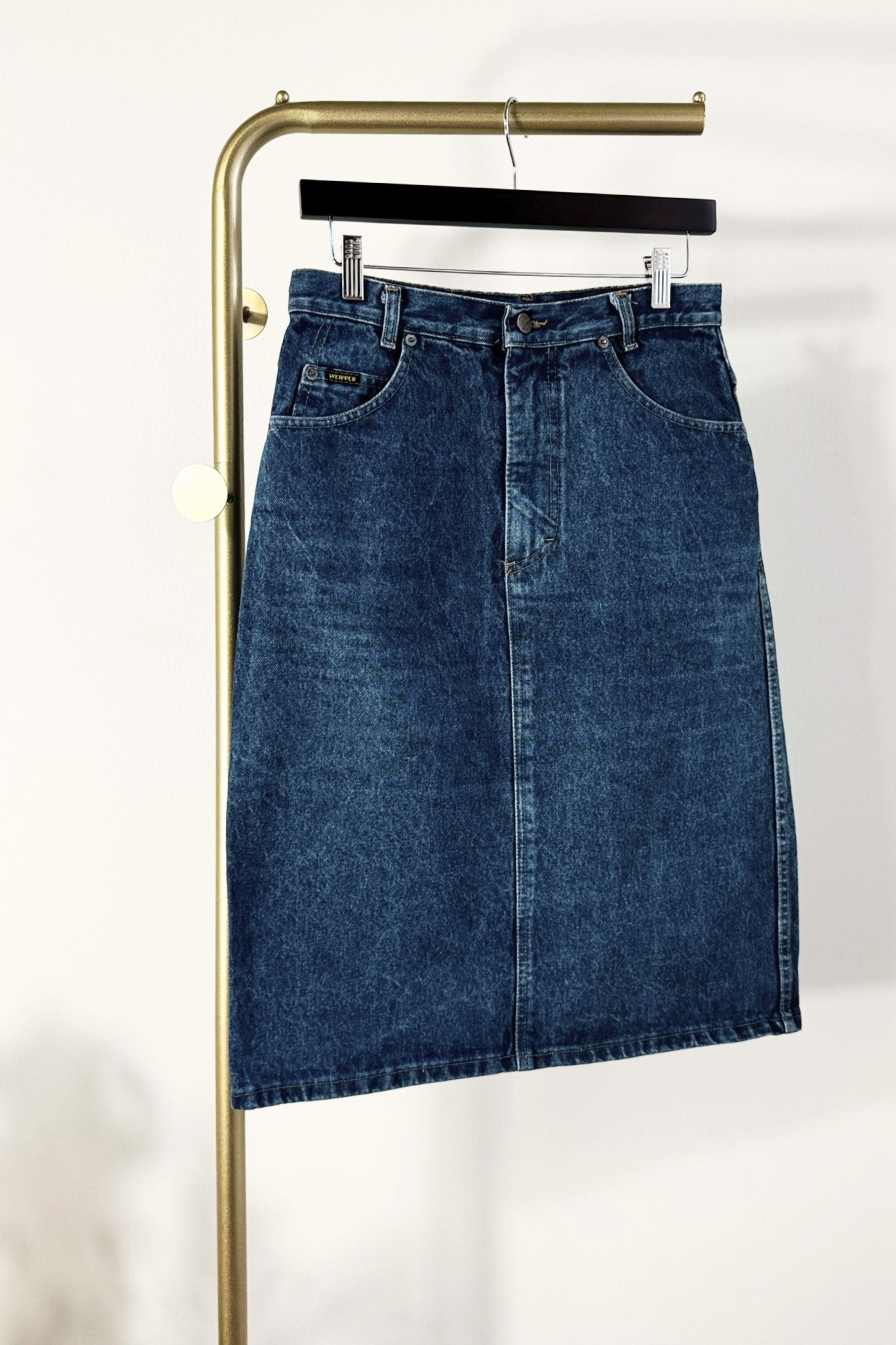 Navy cotton pencil skirt