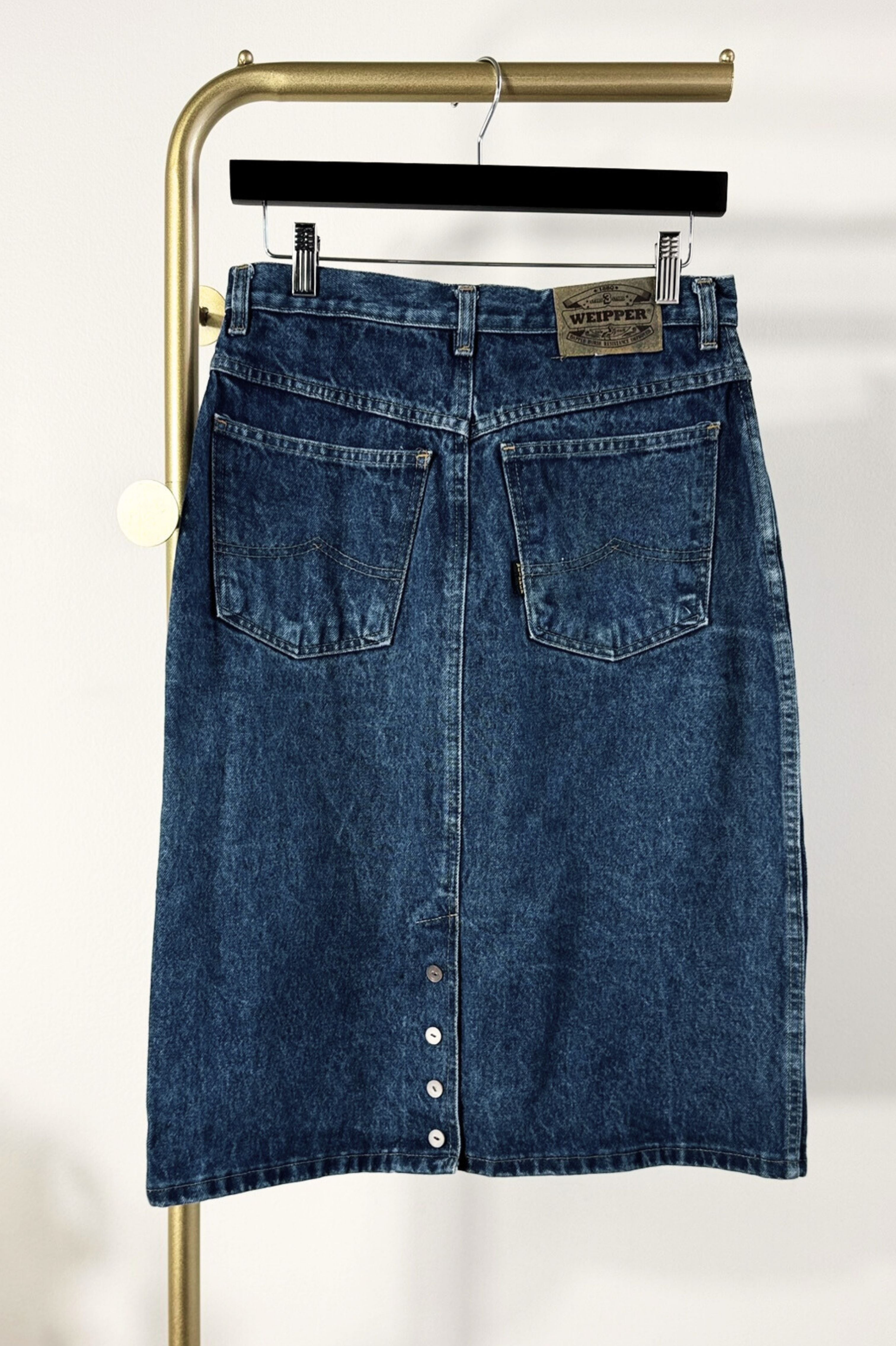 Navy cotton pencil skirt