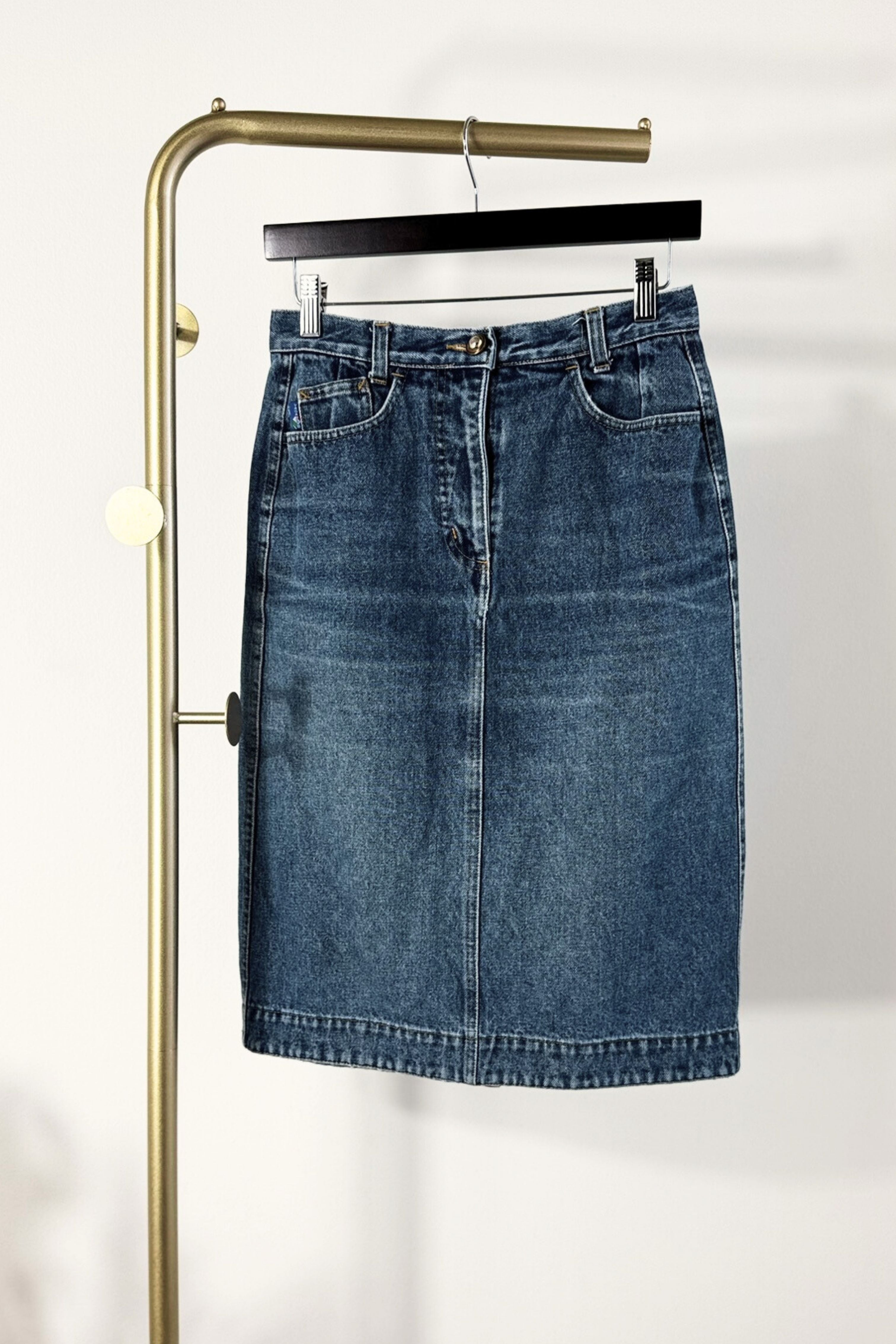 Navy cotton pencil skirt