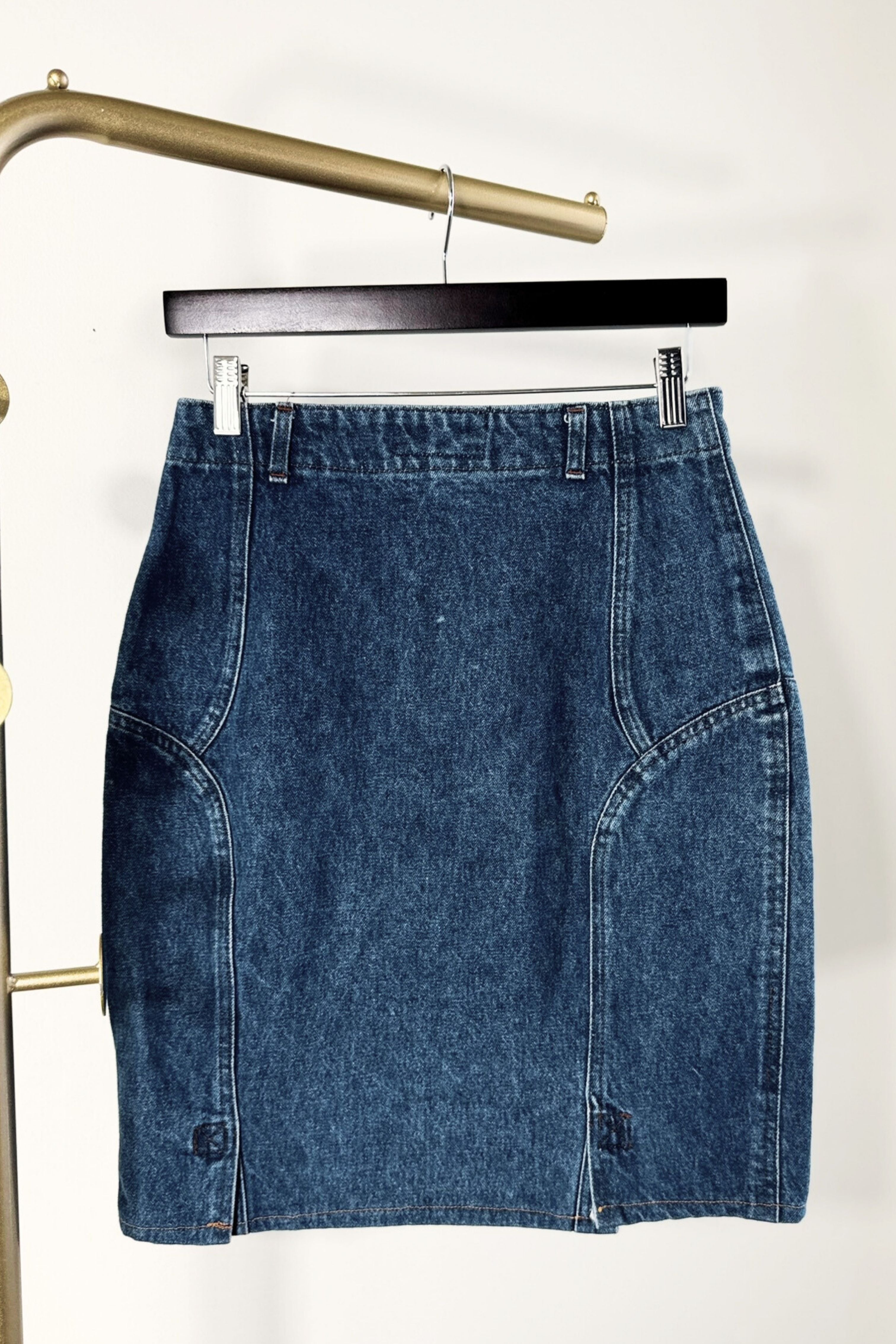 Navy cotton pencil skirt