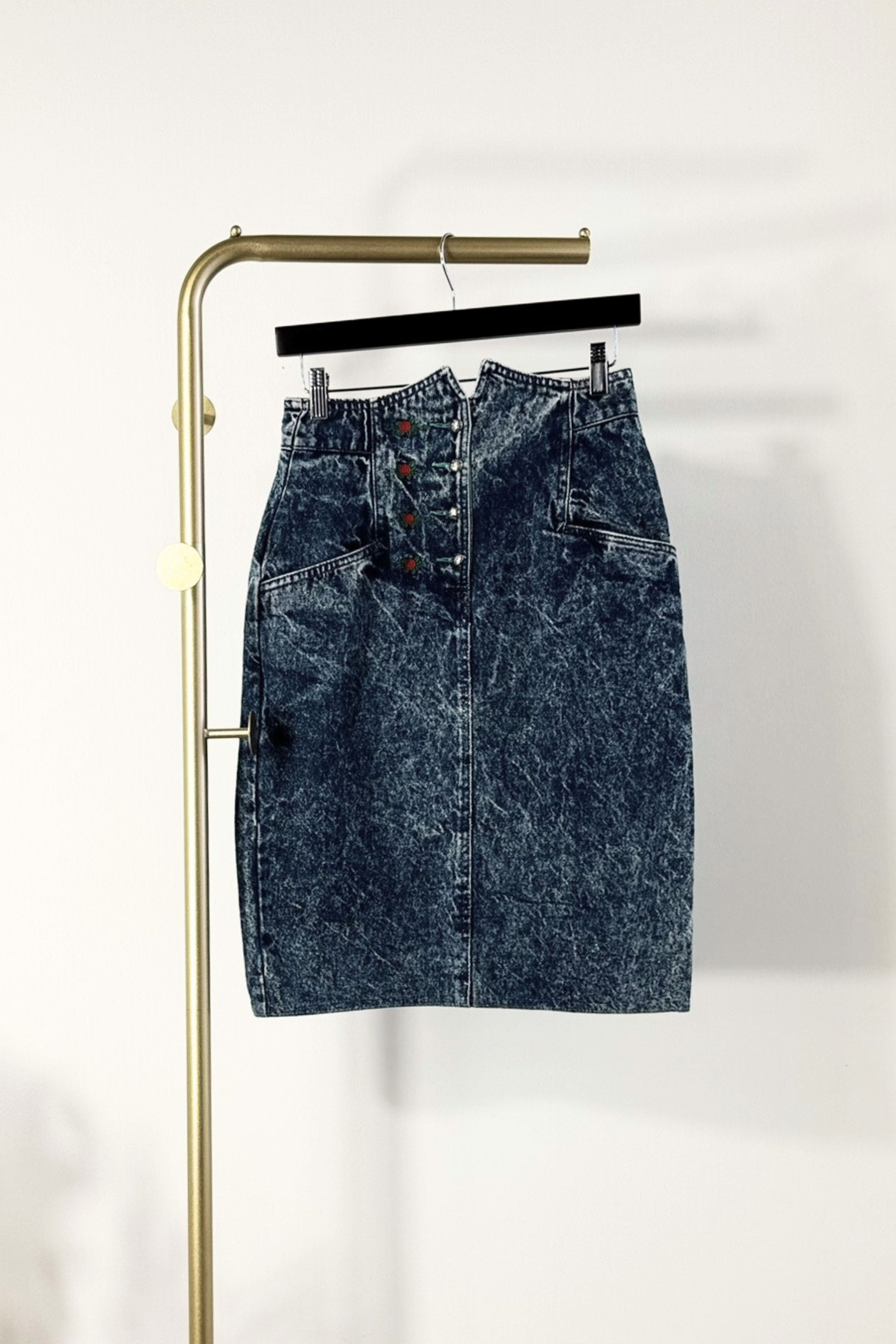 Navy cotton pencil skirt