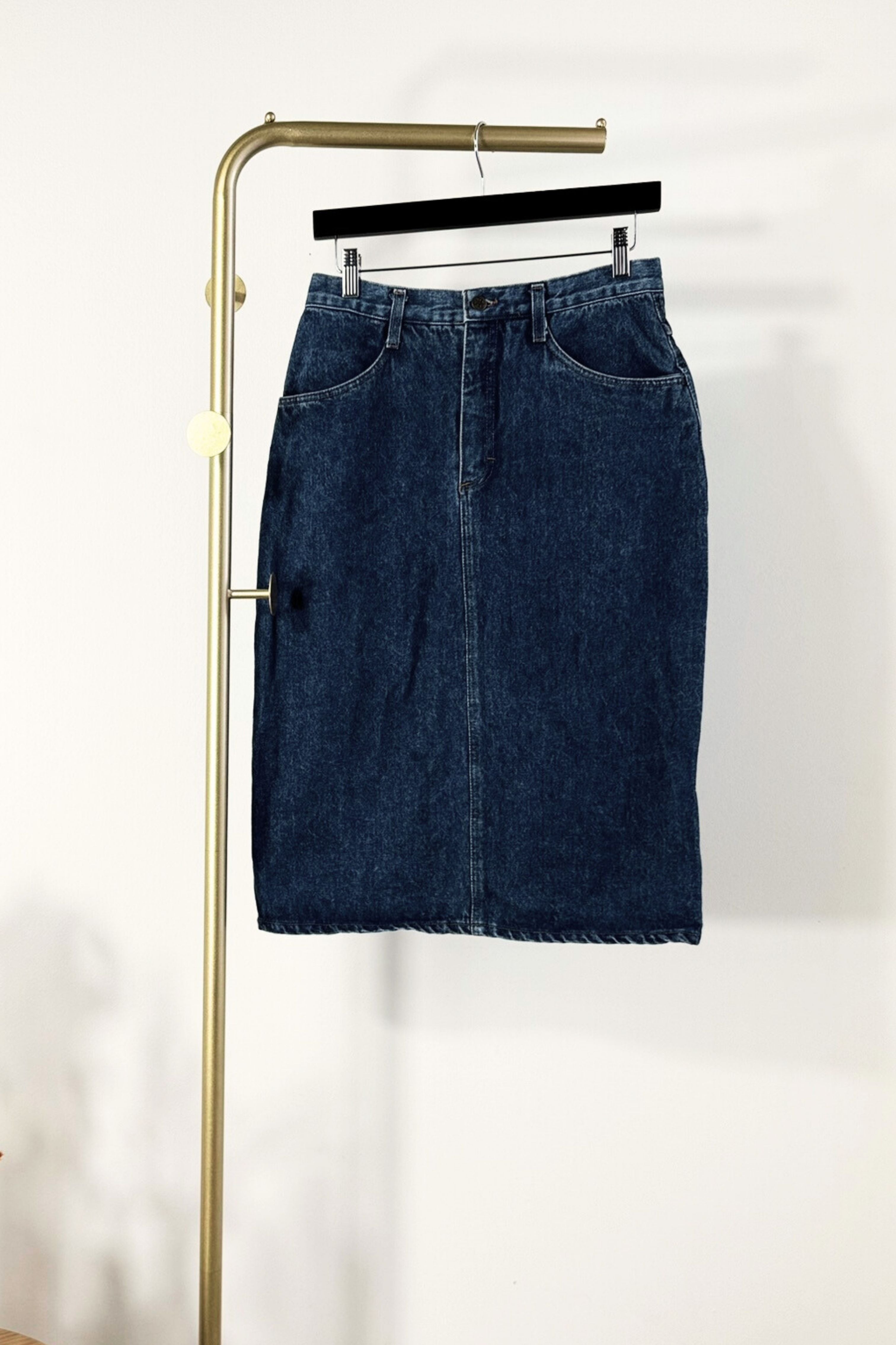 Navy cotton pencil skirt