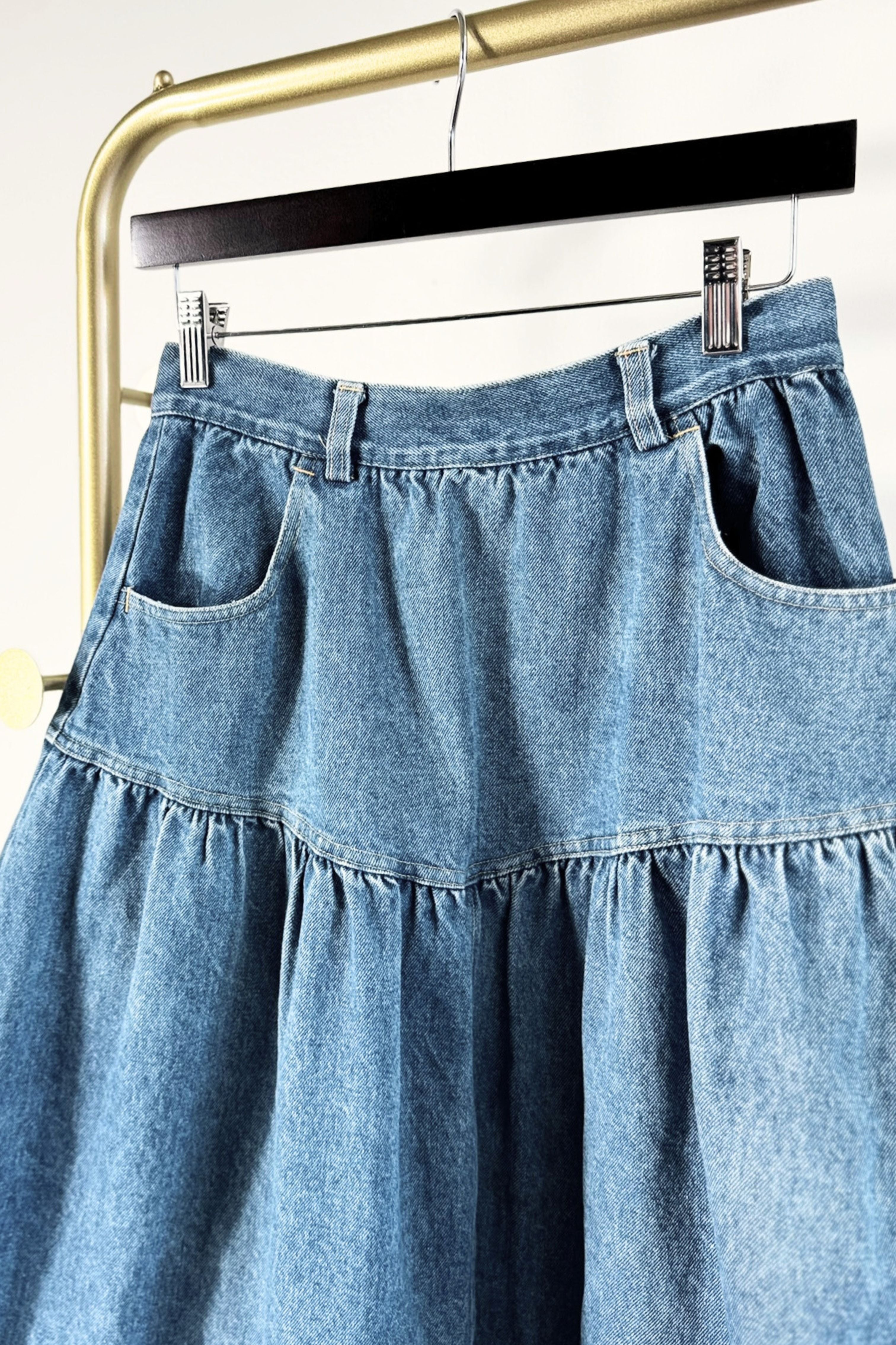 Navy cotton pencil skirt