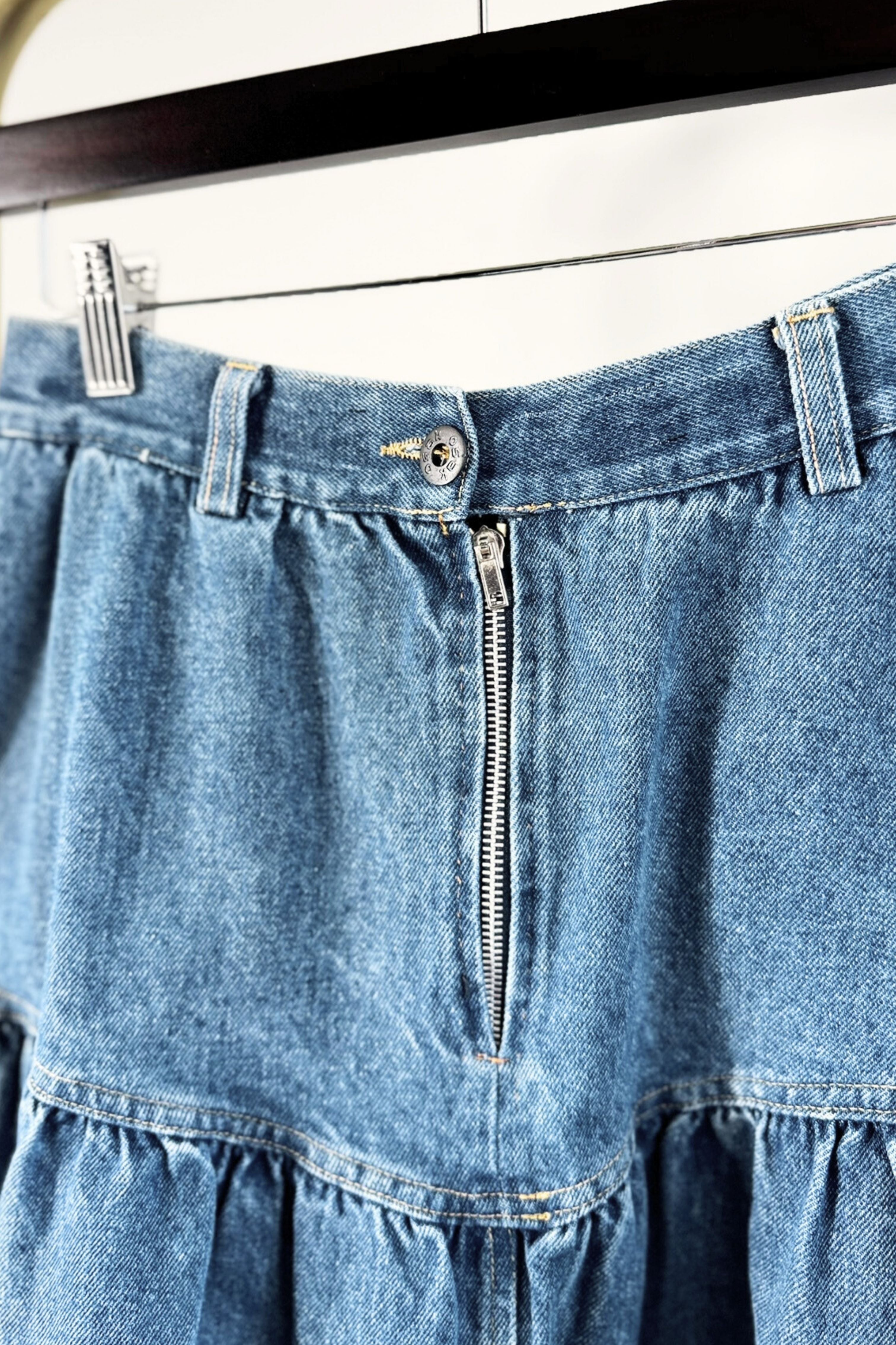 Navy cotton pencil skirt