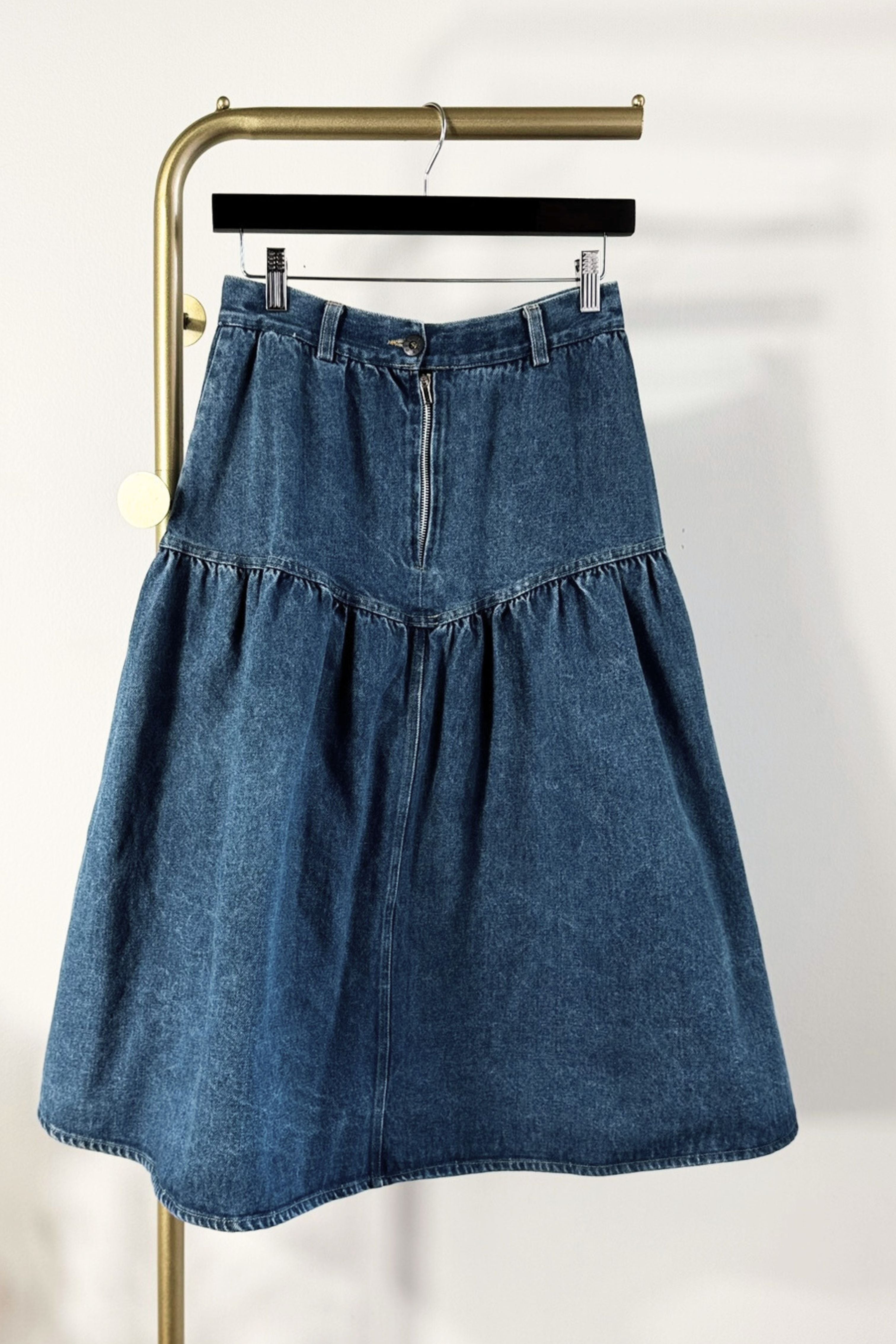 Navy cotton pencil skirt