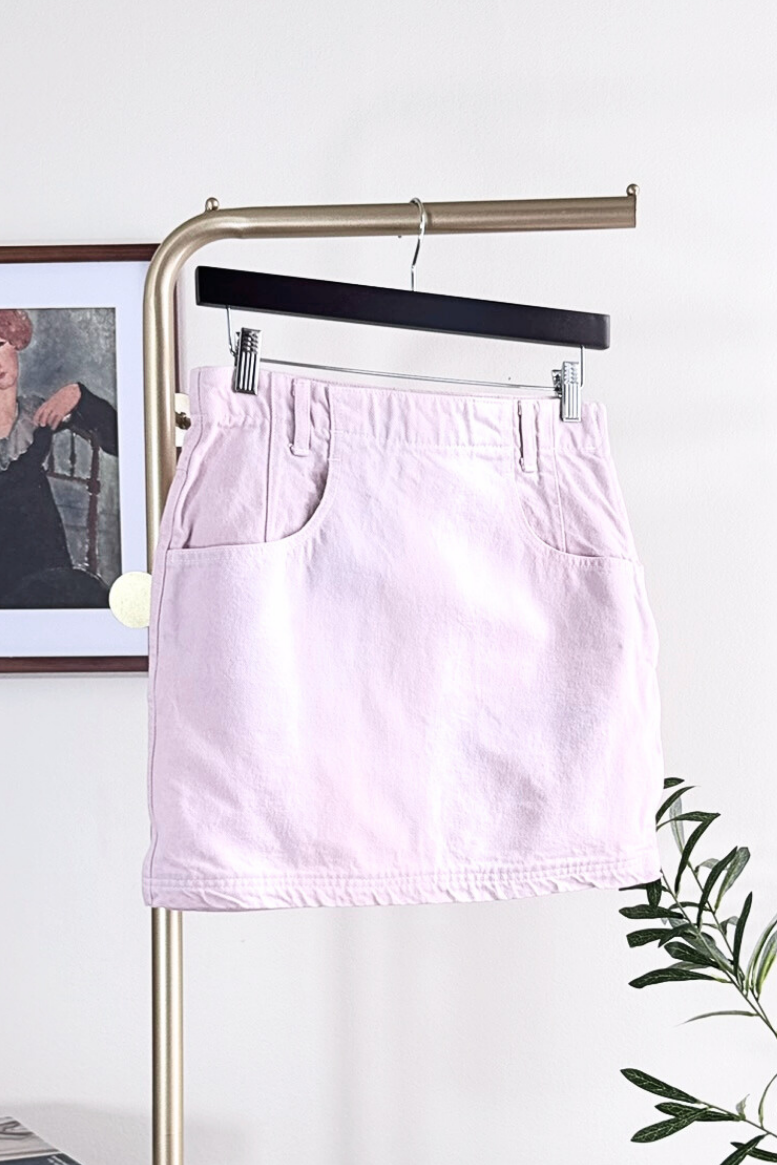 Jupe courte en jeans rose