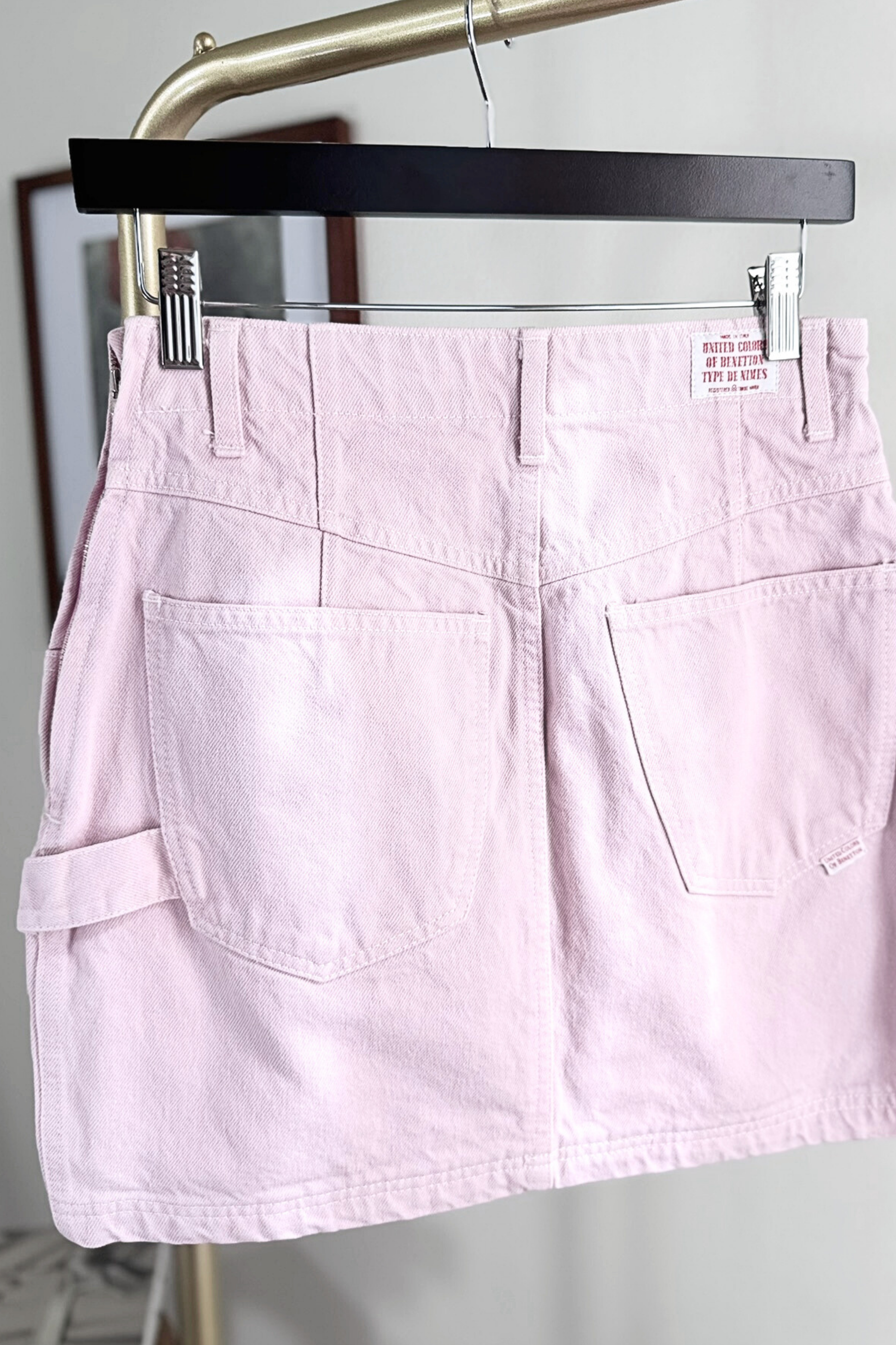 Jupe courte en jeans rose