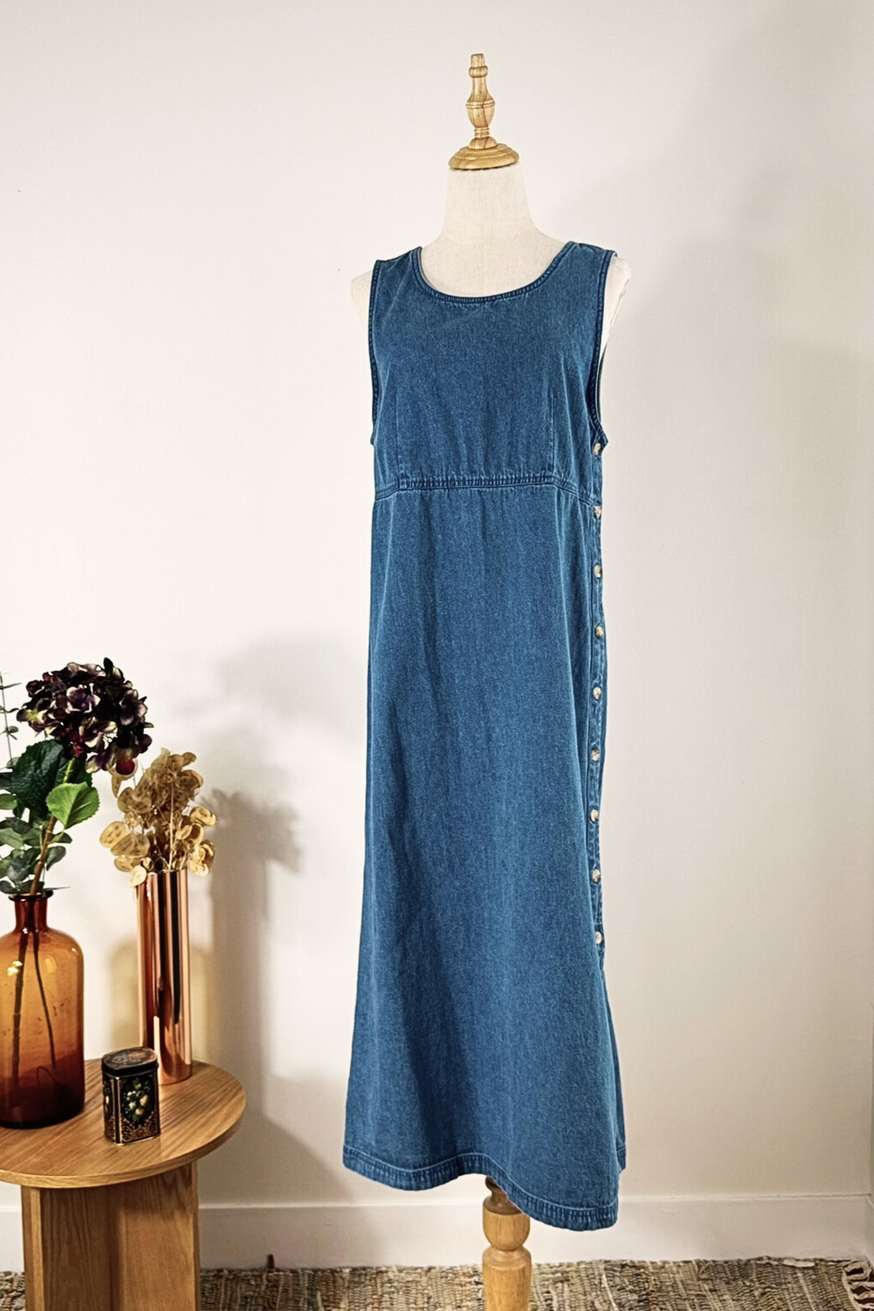 Robe midi boutonnée denim moyen