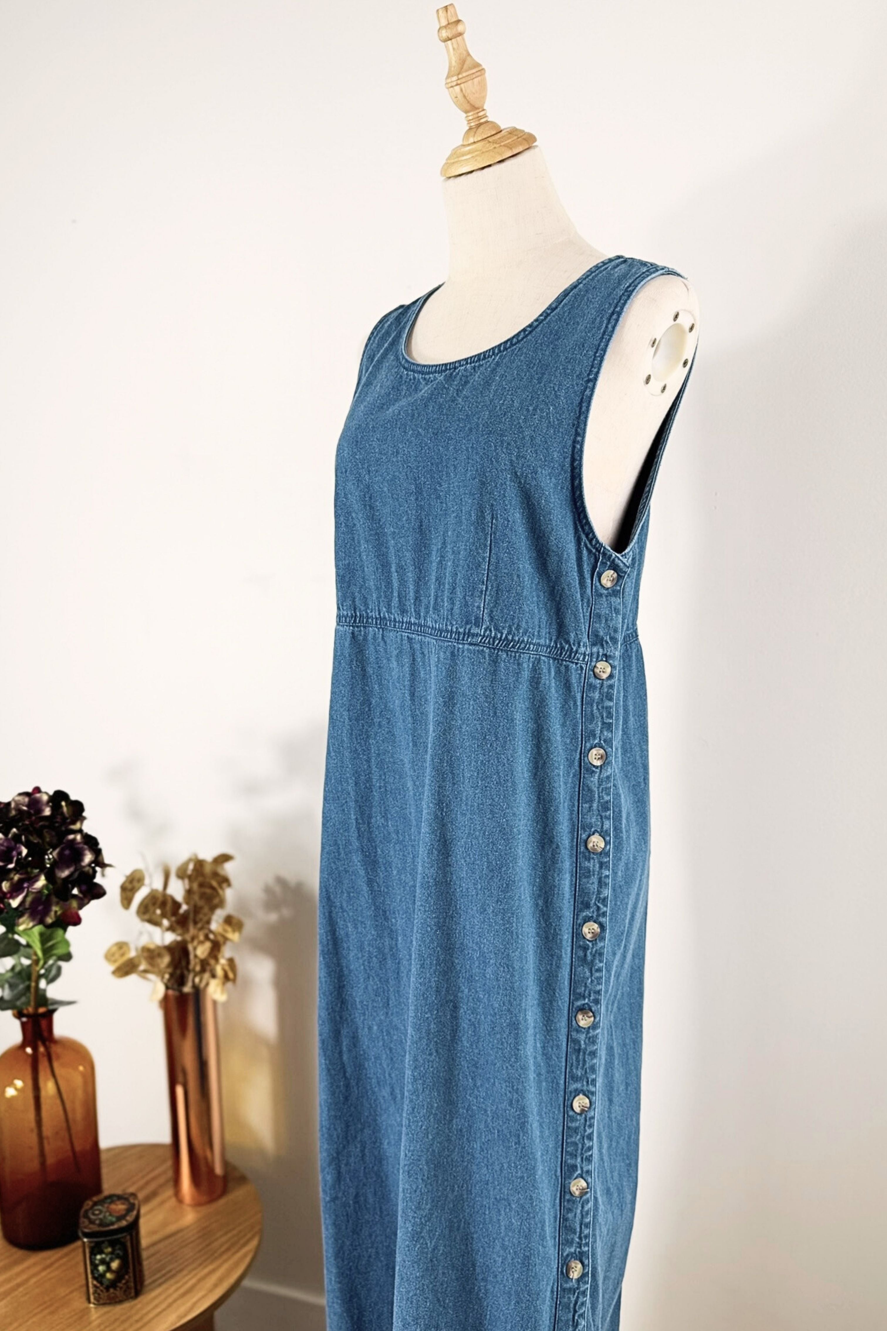 Robe midi boutonnée denim moyen