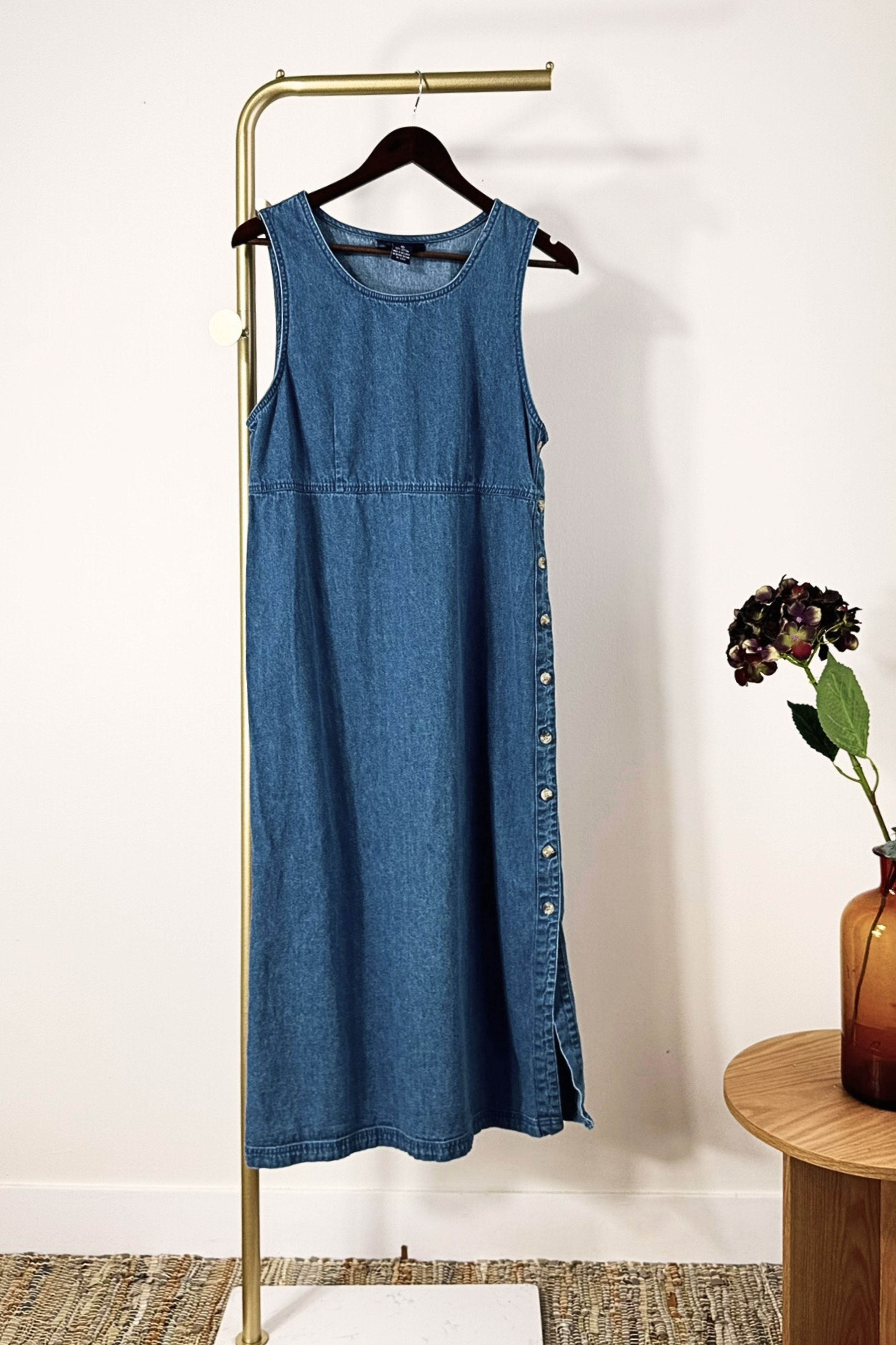 Robe midi boutonnée denim moyen