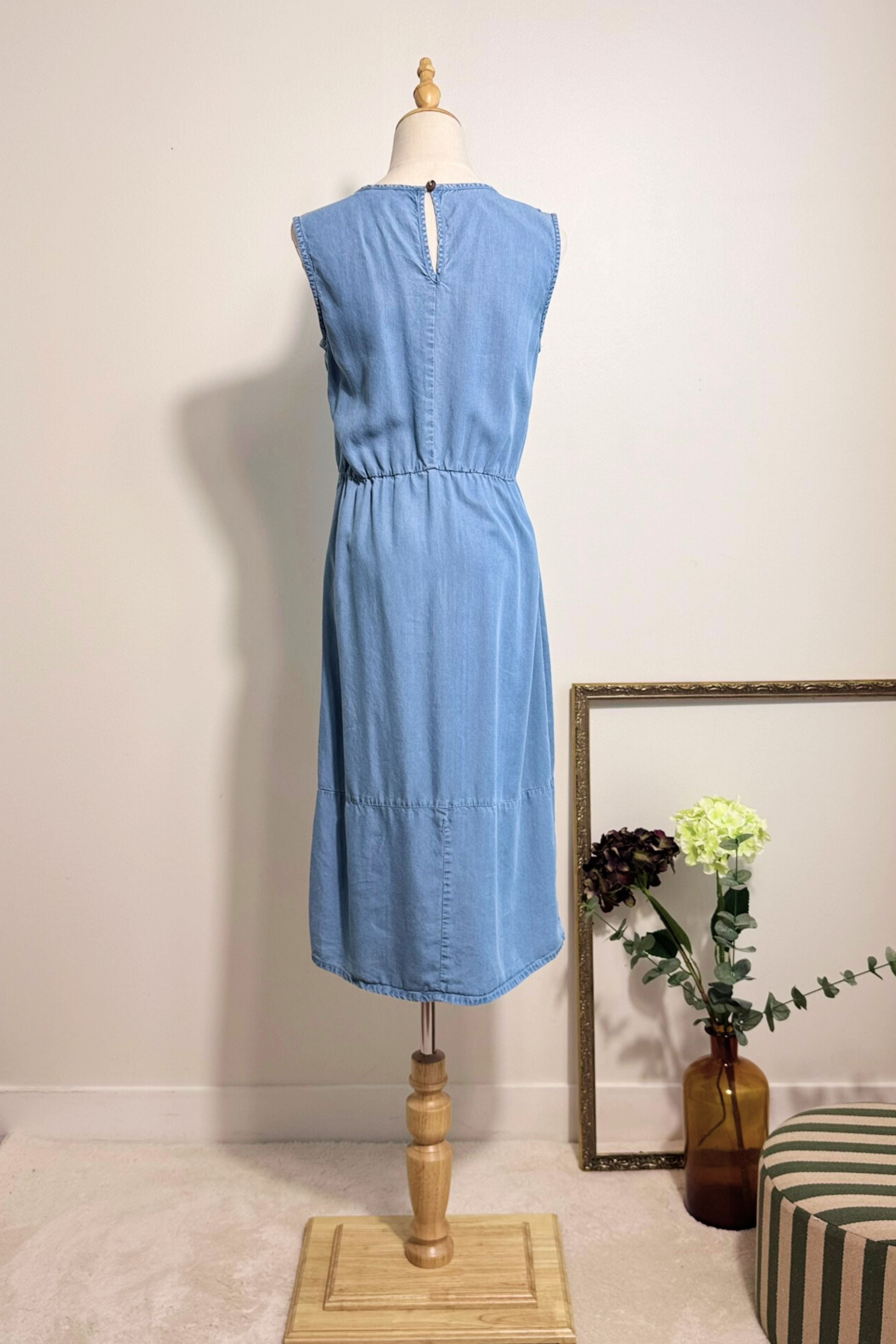 Robe midi en chambray bleu