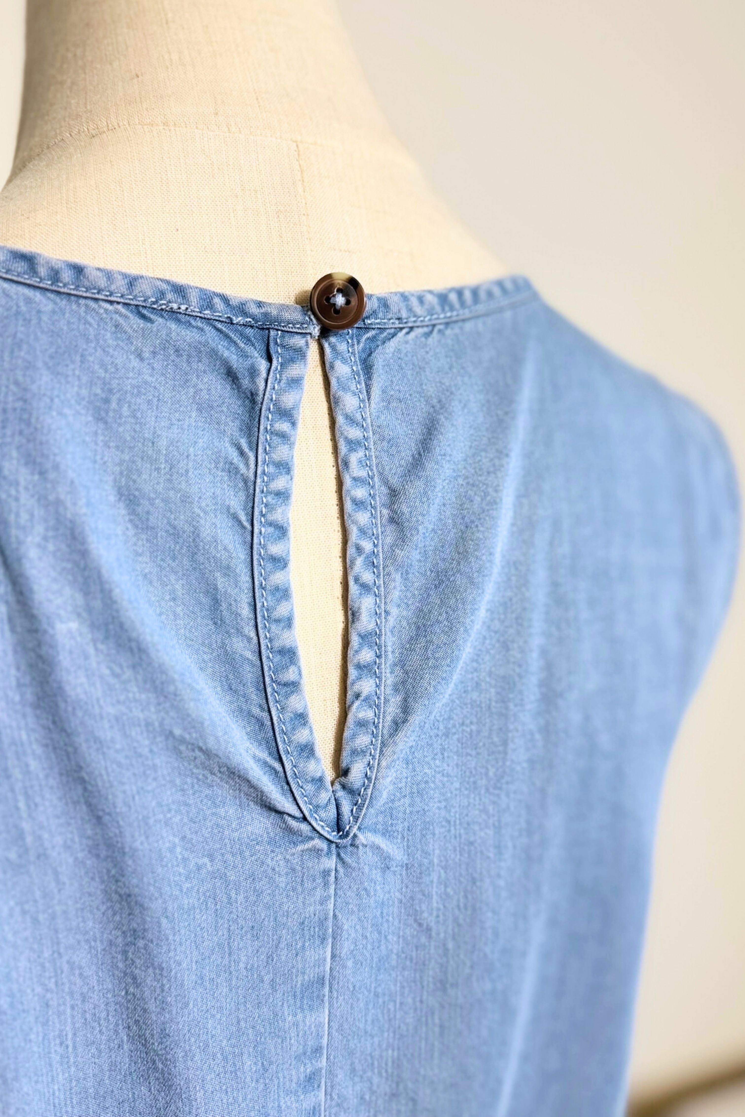 Robe midi en chambray bleu