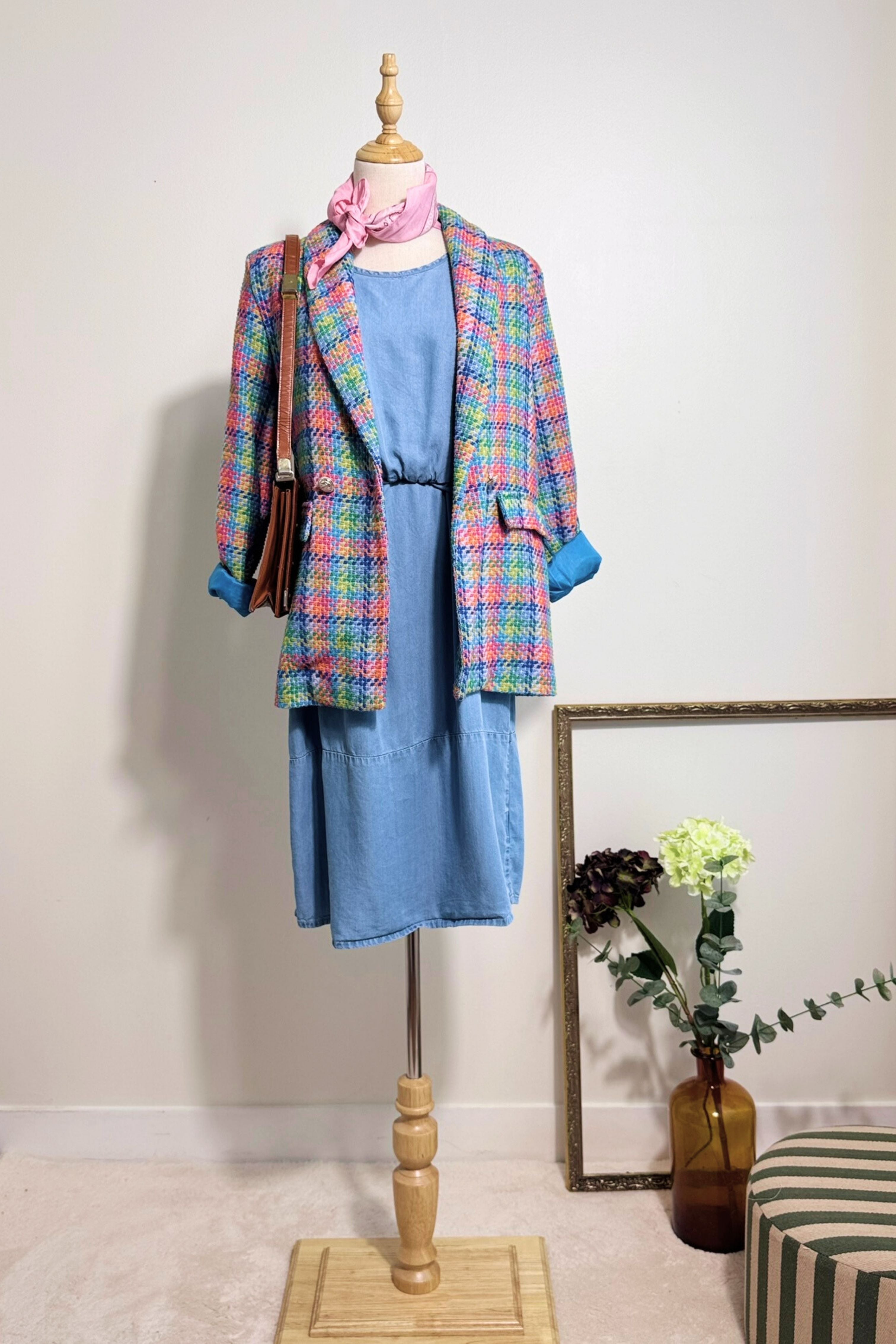 Robe midi en chambray bleu